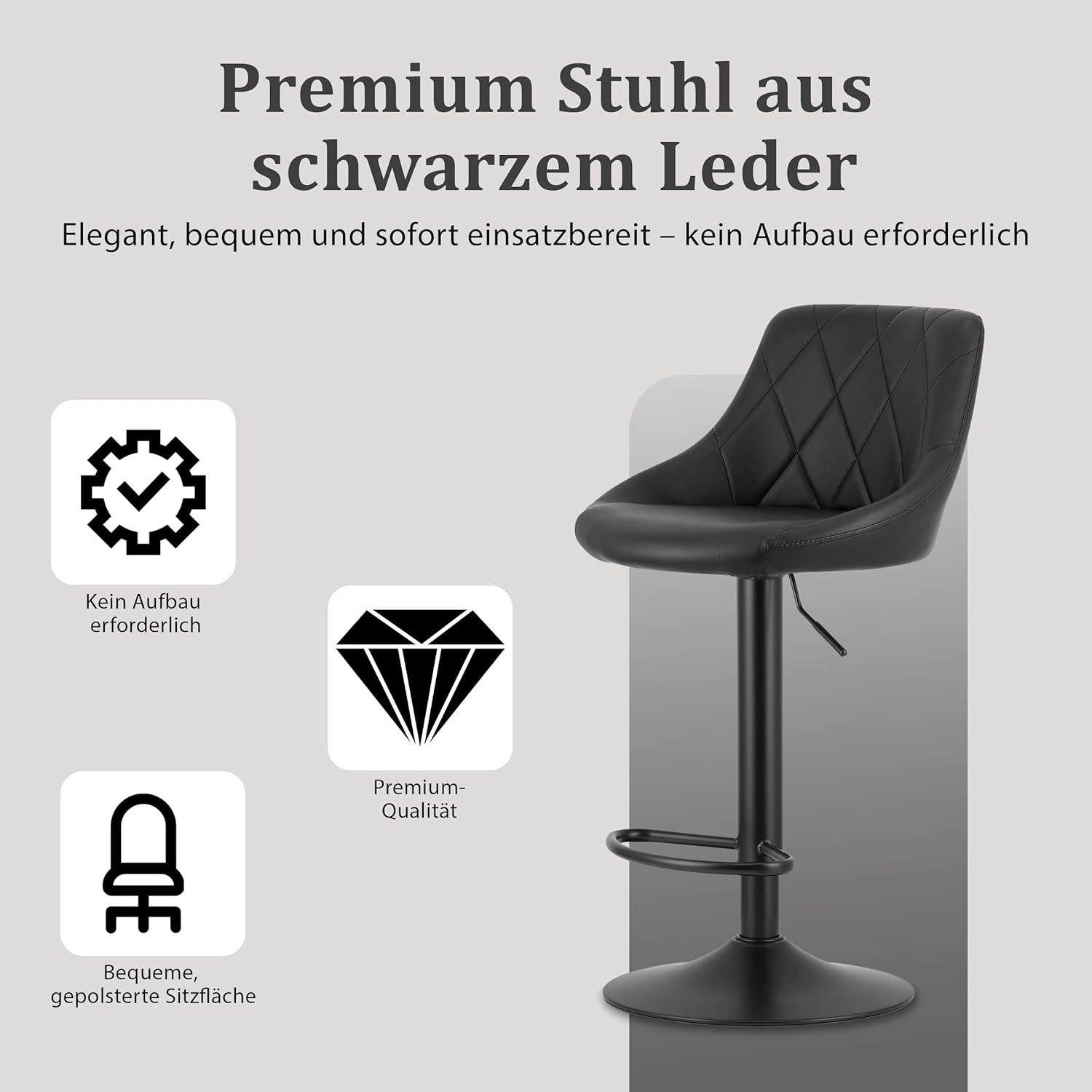 Best for Home Barhocker Barhocker – höhenverstellbar, modern & bequem (Einzelhocker, 1 St., Einzelartikel), Höhenverstellbar durch Gasdruckfeder, ergonomischer Sitz