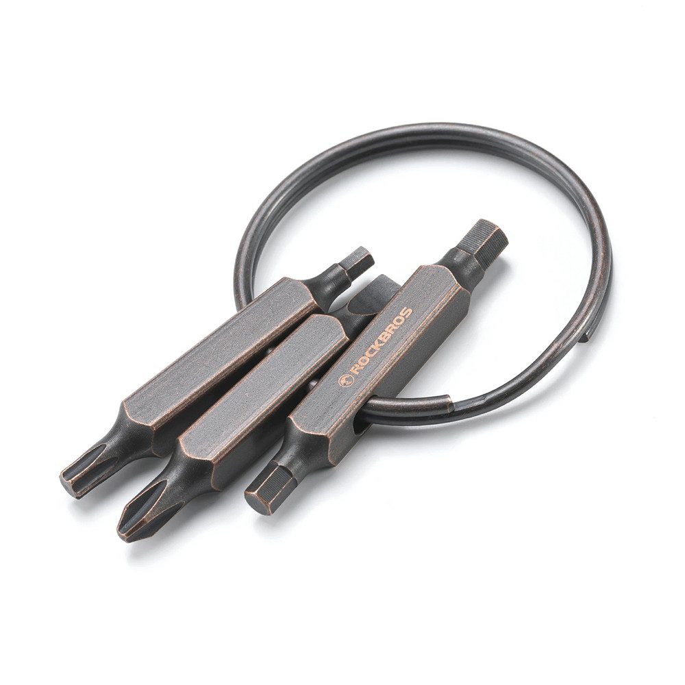 ROCKBROS Multitool Fahrradwerkzeug Taschenwerkzeug Schlüsselanhänger, (Spar-Set, 3 St., 45 g leicht), 6 Funktionen, 45 g, Metallring, Alu & Edelstahl