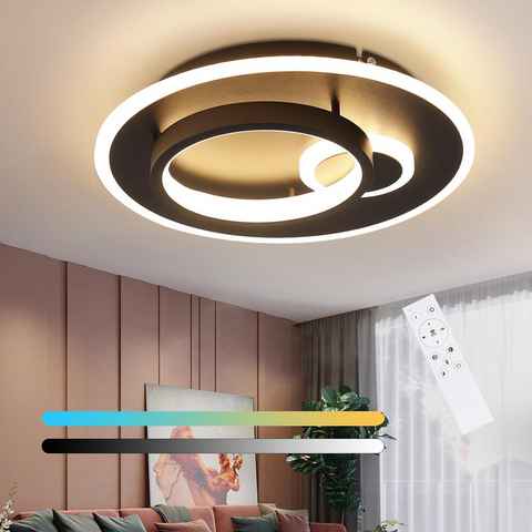 ZMH LED Deckenleuchte mit Fernbedienung Modern Design Wohnzimmerlampe, LED fest integriert, Tageslichtweiß, 33W, schwarz