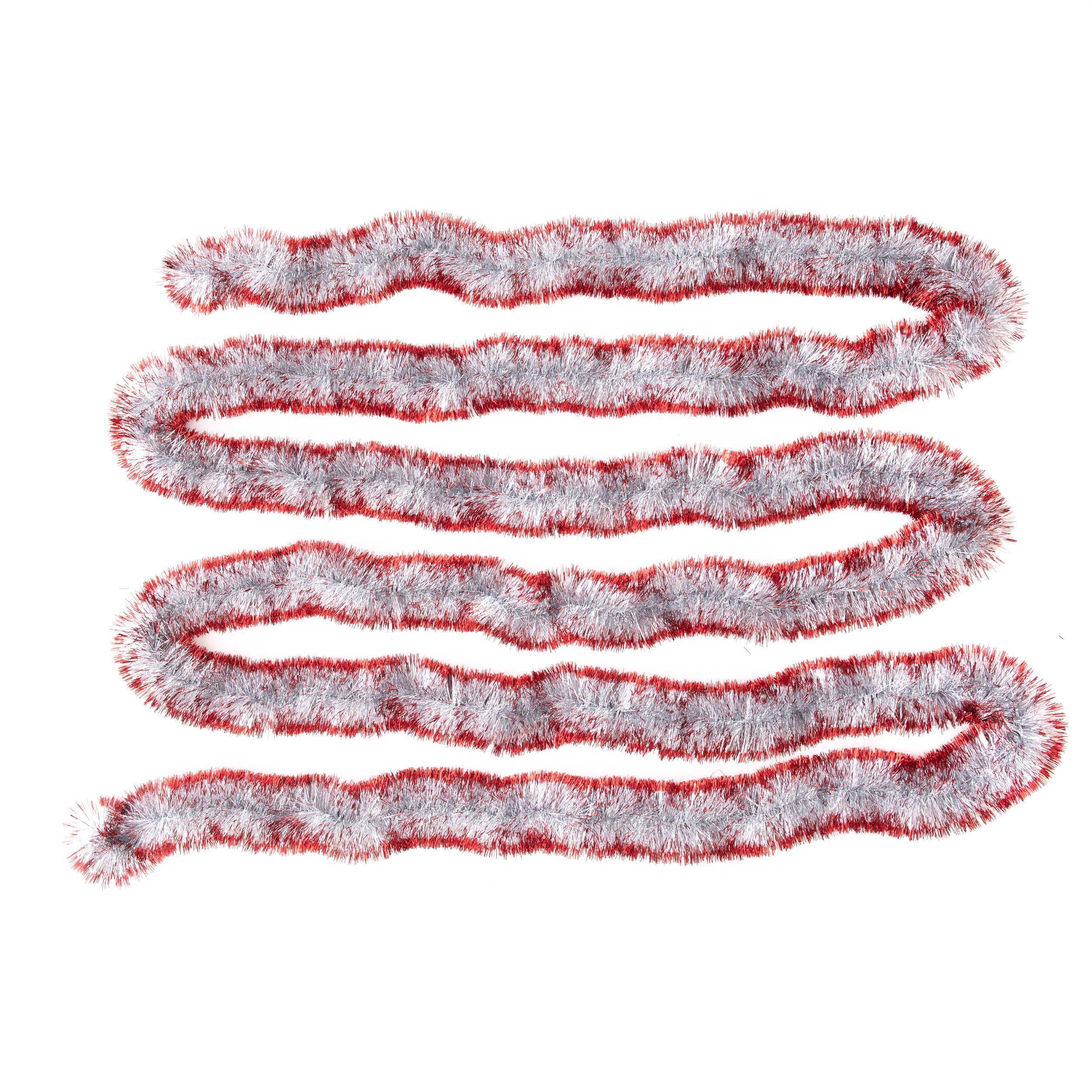 DekoPrinz® Гирлянда декоративная Weihnachtsschmuck künstlich, Silber-Rot, Ø70mm x 6m