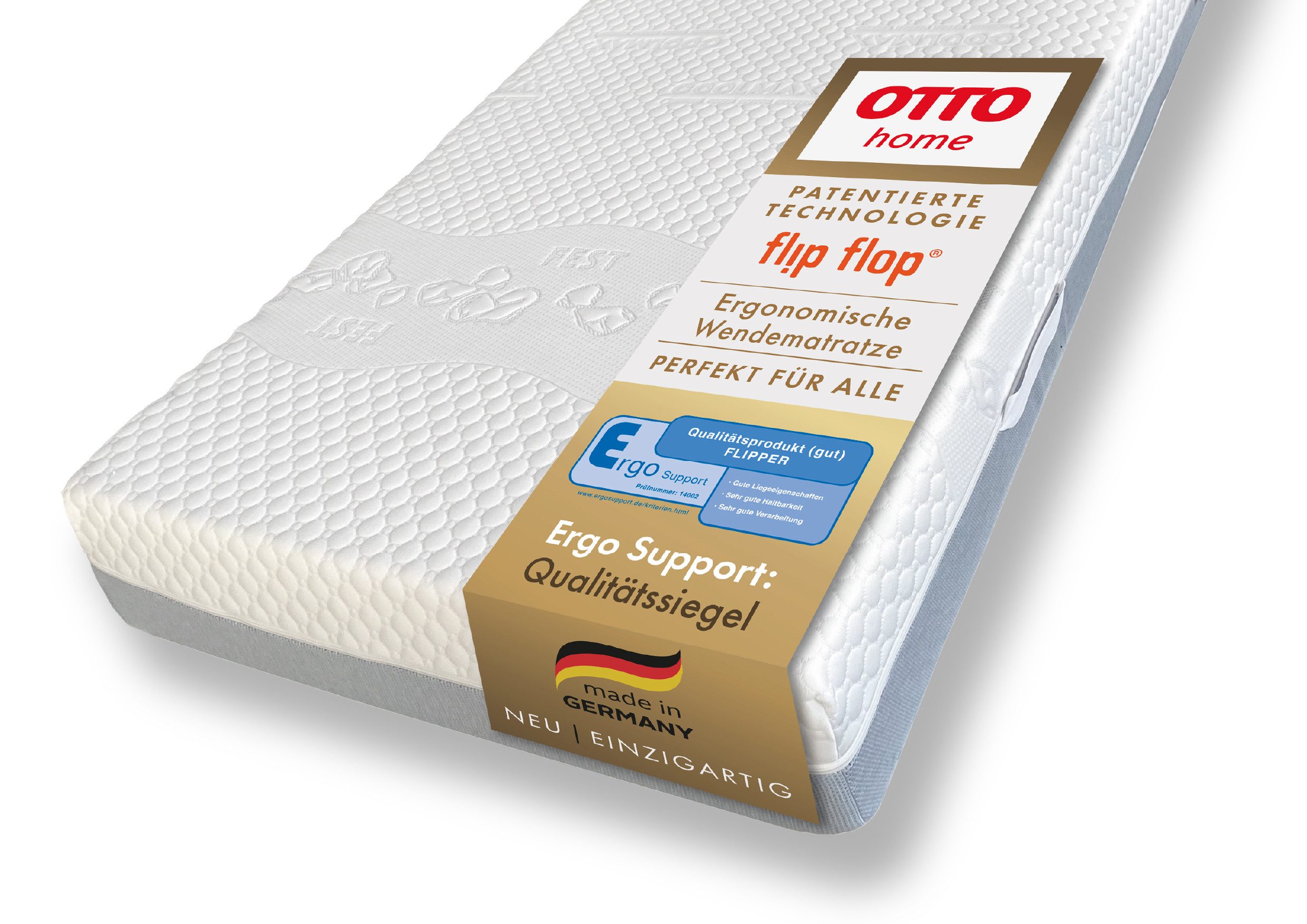 Hybridschaum-Matratze Flipper, 90x200 cm, 140x200 cm & mehr, langlebige Qualität (RG 39), OTTO home, 19 cm hoch, besondere, ergonomische Schulterzone, H2+3/H3+4/H4+H5, Wendematratze