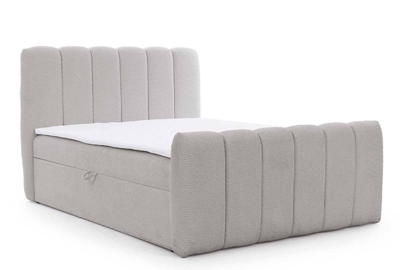 Kaiser Möbel Boxspringbett mit 2 Bettkästen, Taschenfederkernmatratze und Bouclé-Stoff, CHLOE (Kontinentalbett mit Matratze, Topper und Bettkästen, Bett inklusive Pocket-Federkernmatratze und Topper), Inklusive Pocket-Federkernmatratze,Topper inklusive