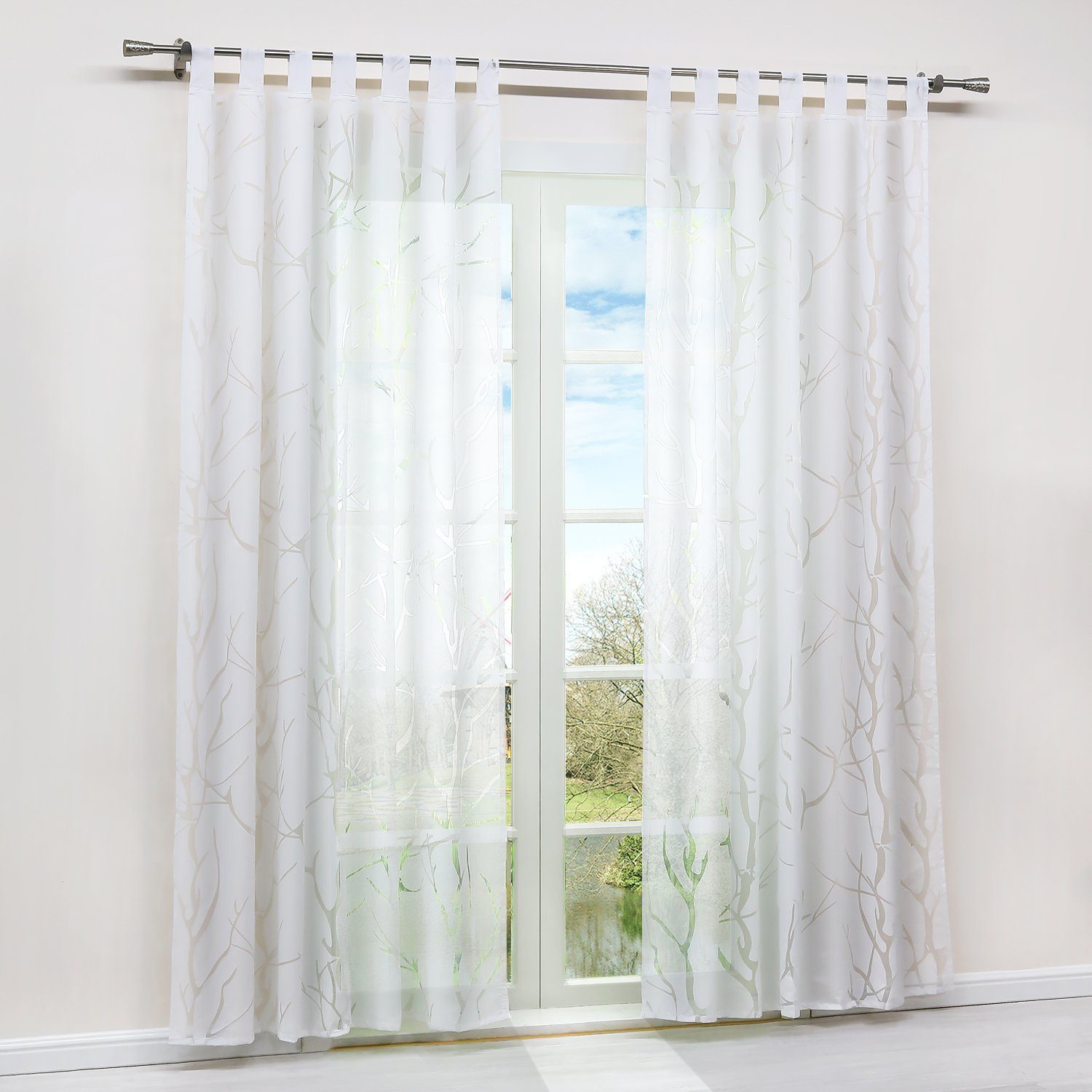 Joyswahl Gardine (1 St), Schlaufen, transparent, mit Äste Muster günstig online kaufen