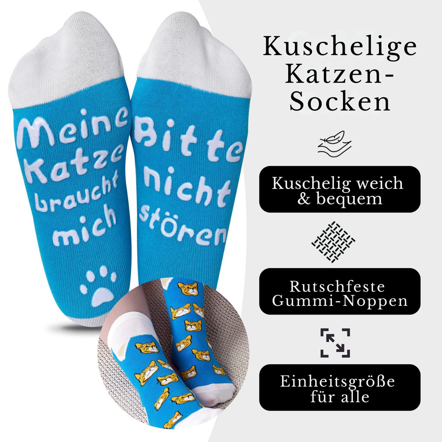 Geschenkehöhle Kuschelsocken Katzen Socken - Bitte günstig online kaufen
