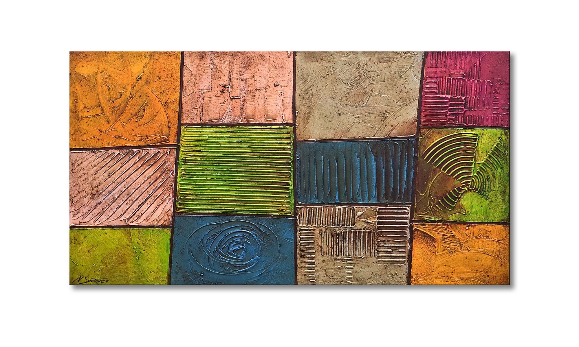 WandbilderXXL Gemälde Colorful Nature 130x70 x 4 cm, Abstraktes Gemälde, handgemaltes Unikat