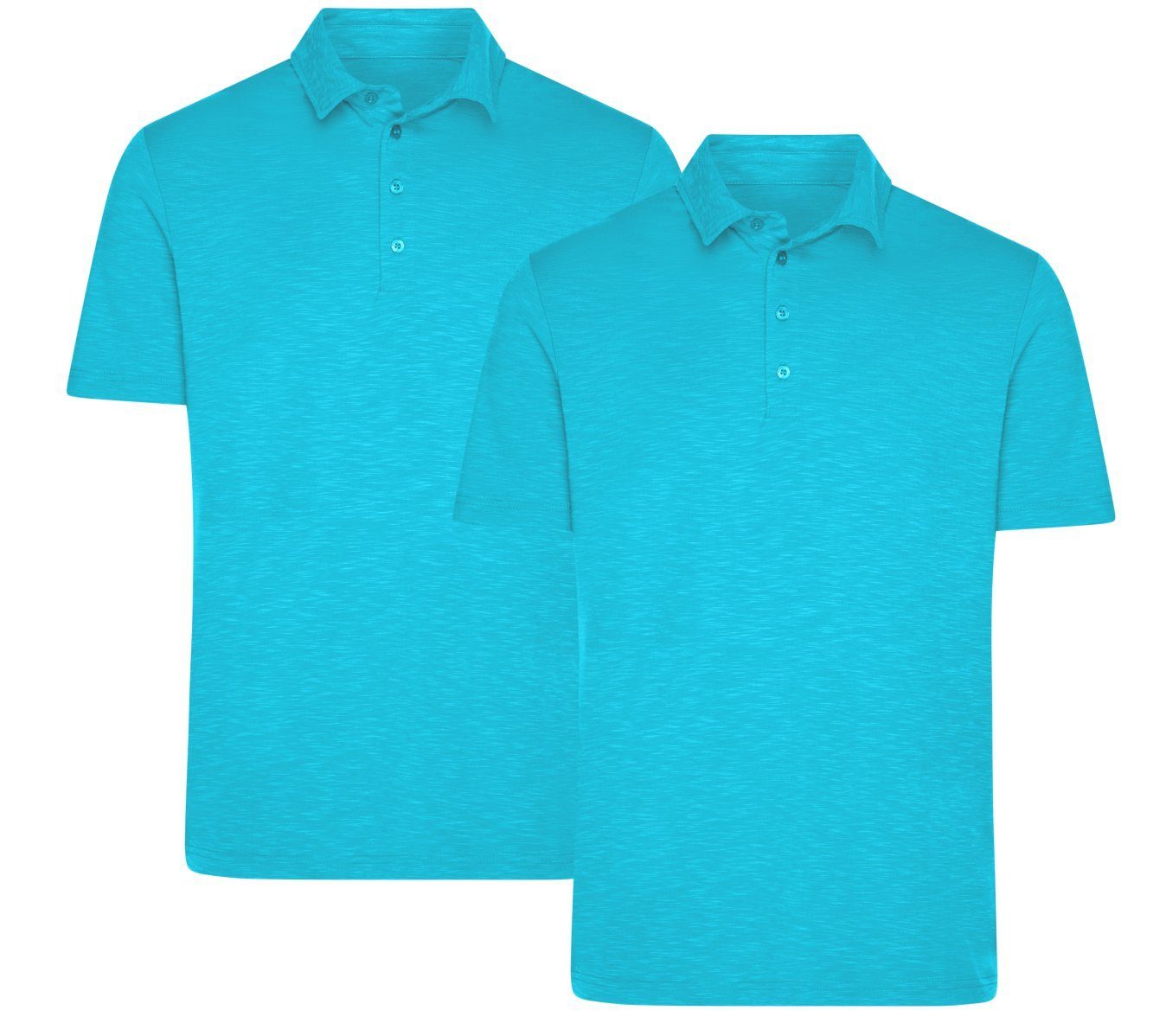James & Nicholson Poloshirt Attraktives Herren Funktionspolo im Doppelpack Poloshirt JN752 (Doppelpack, 2er-Pack) Flammgarn Single-Jersey turquoise