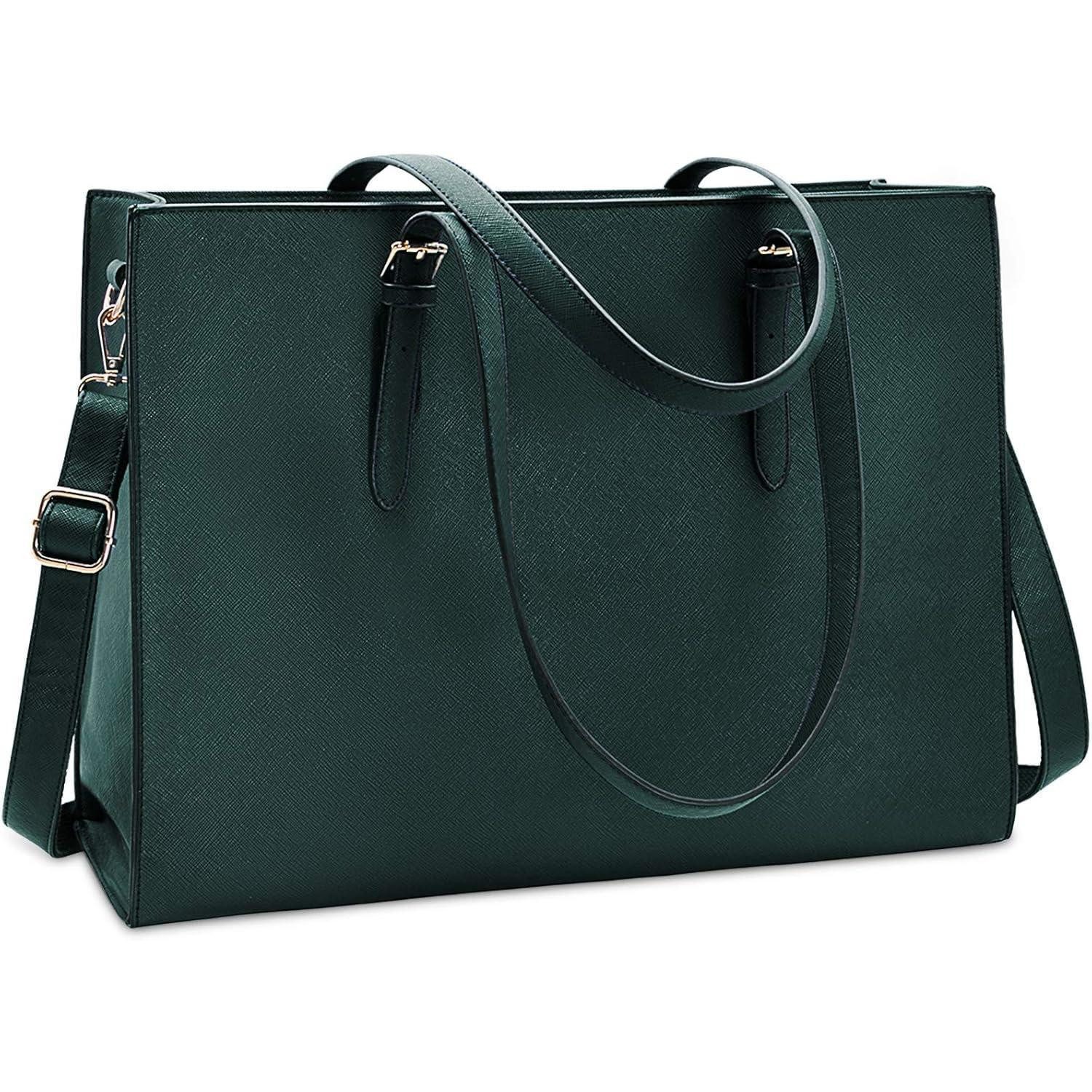 LuxusKollektion Laptoptasche Große Damen Handtasche Schwarz Kunstleder Laptop Umhängetasche 15.6
