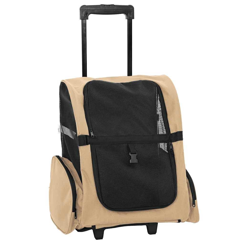 vidaXL Hundebuggy Trolley für Haustiere 3-in-1 Sandfarbe 48x32x(57-106) cm cm Oxford-Gew