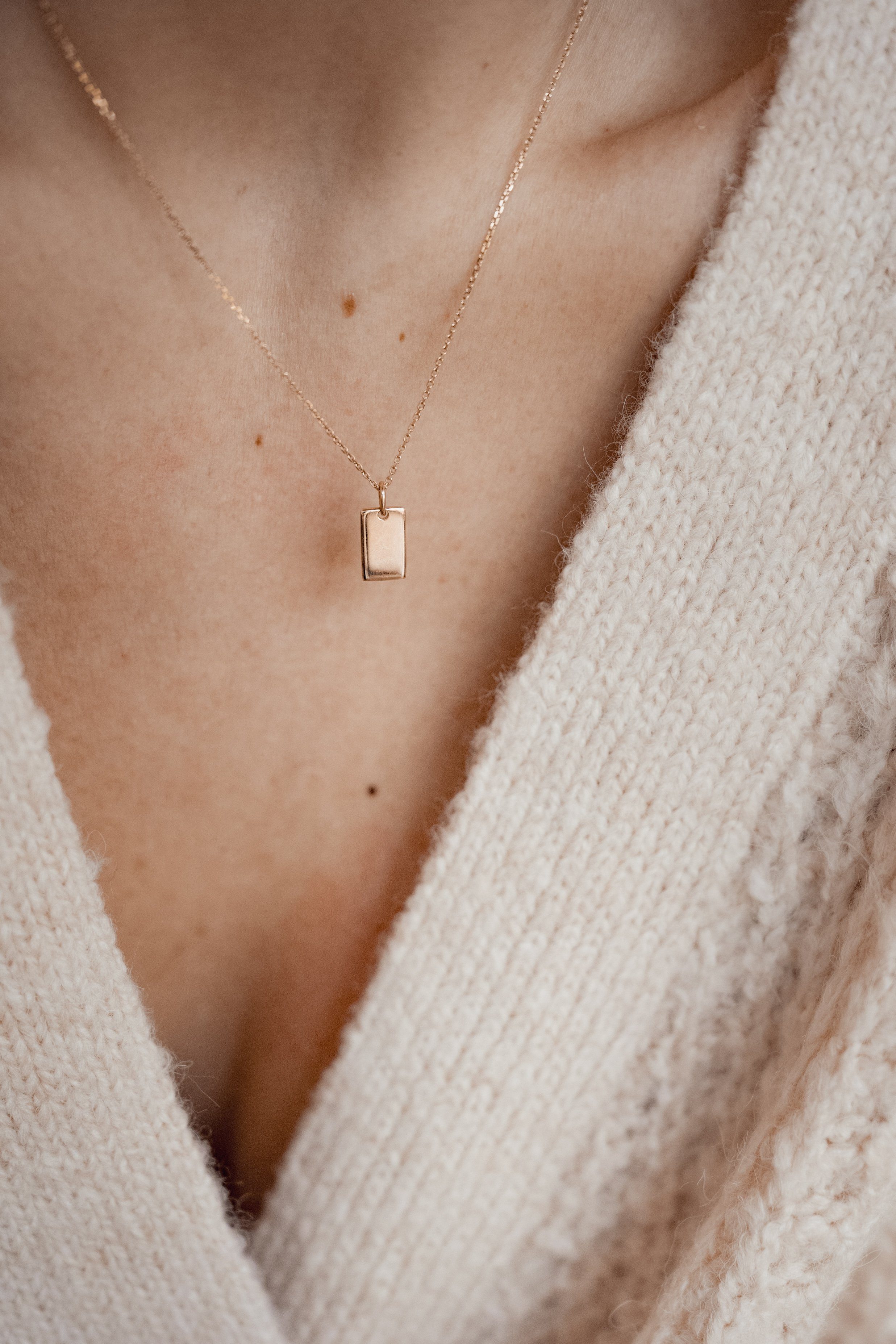 Dear Me Goldkette Viereck Charm, 585 Gold Kette, 14K Massivgold Halskette R günstig online kaufen