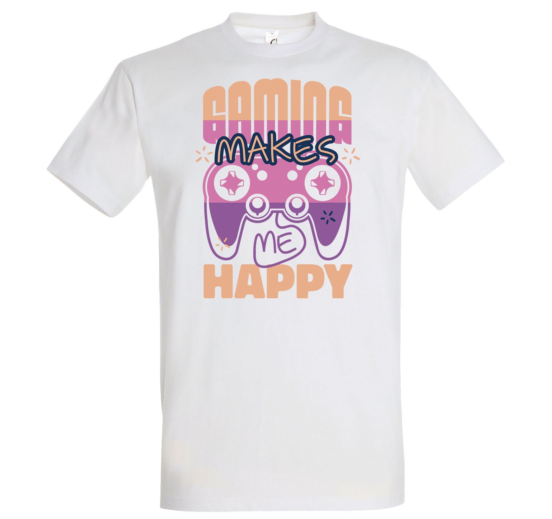 Youth Designz T-Shirt Gaming Makes Me Happy Herren Shirt mit lustigem Frontprint Weiß