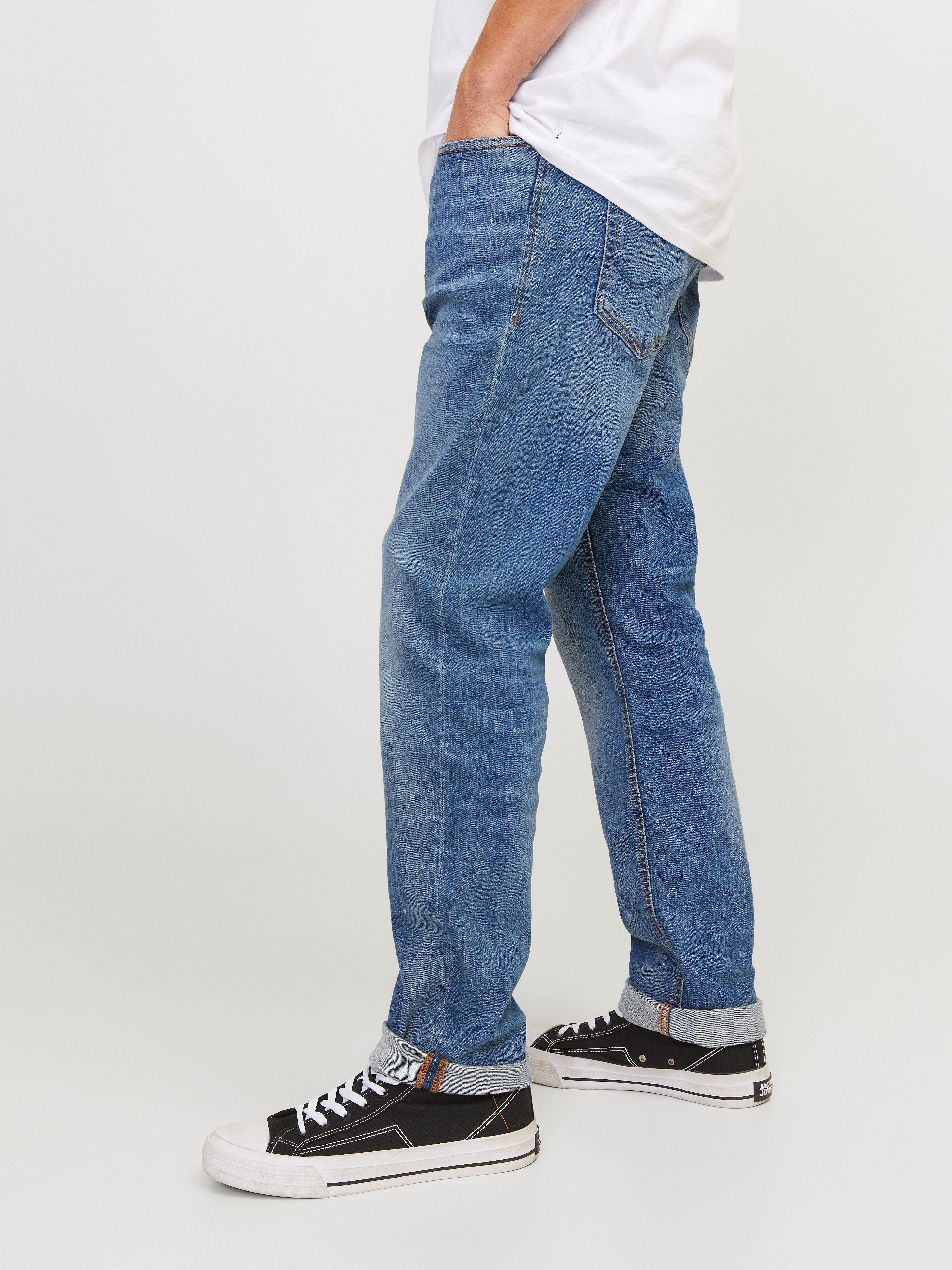 Jack & Jones Slim-fit-Jeans JJITIM mit Waschung und praktischen Taschen Abriebeffekte, modisch, slim fit, Denim