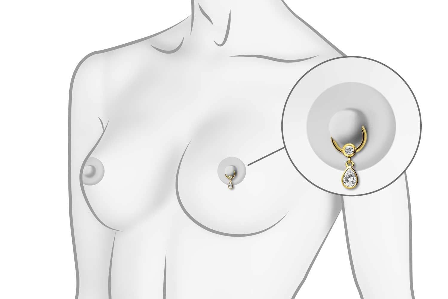 PIERCINGLINE Nasenpiercing Chirurgenstahl Klemmkugelring KRISTALLTROPFEN (Klemm-Ringe, 1-tlg)