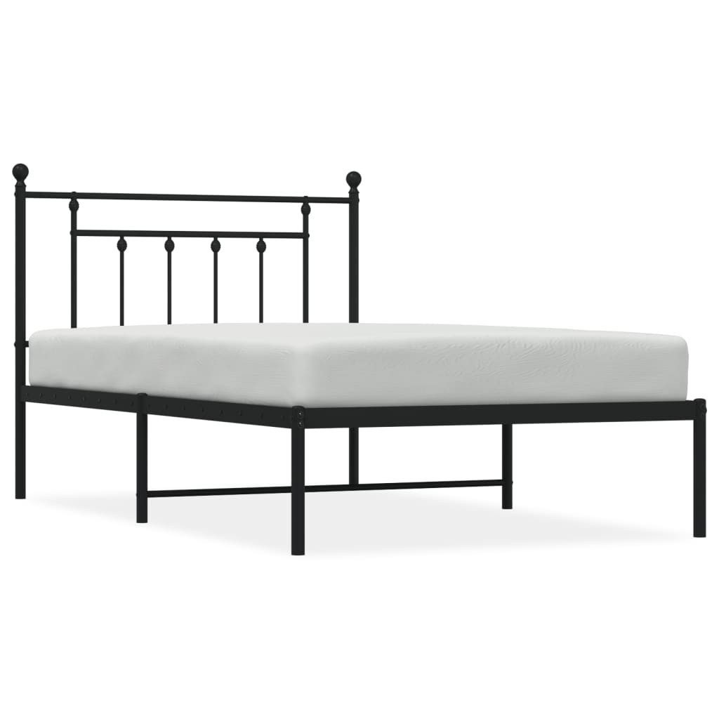 vidaXL Bettgestell, Bettrahmen mit Kopfteil Metall Schwarz 100x200 cm günstig online kaufen