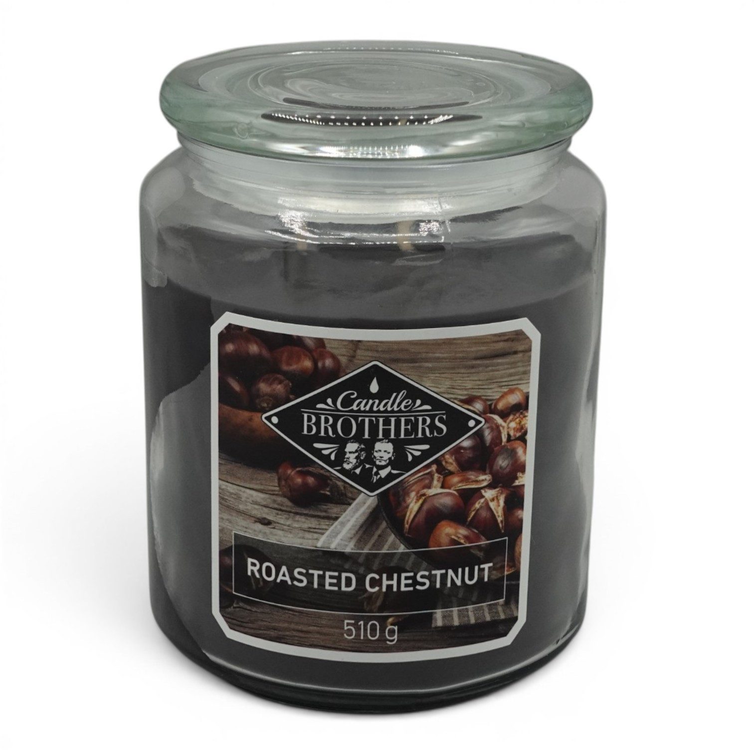 Candle BROTHERS Duftkerze Duftkerze Roasted Chestnut im Glas – 510 g, Geröstete Kastanie, (Einzeln, 1-tlg., Einzeln), lange Brenndauer, intensiver Duft