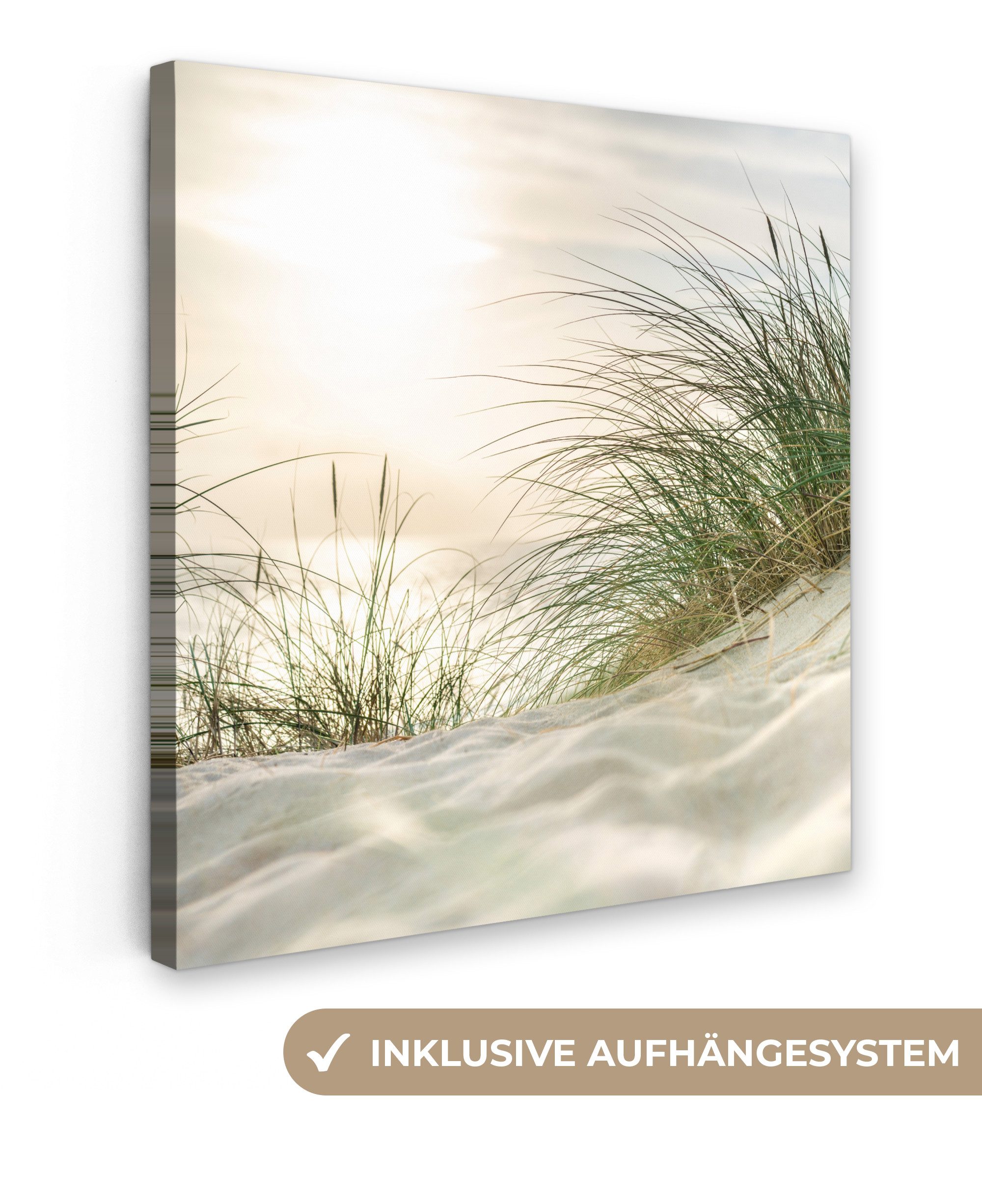 OneMillionCanvasses® Leinwandbild Dünen - Watteninseln - Wasser, Fotodruck (1 St), Wandbild, Deko Schlafzimmer Wohnzimmer Flur 20x20 cm
