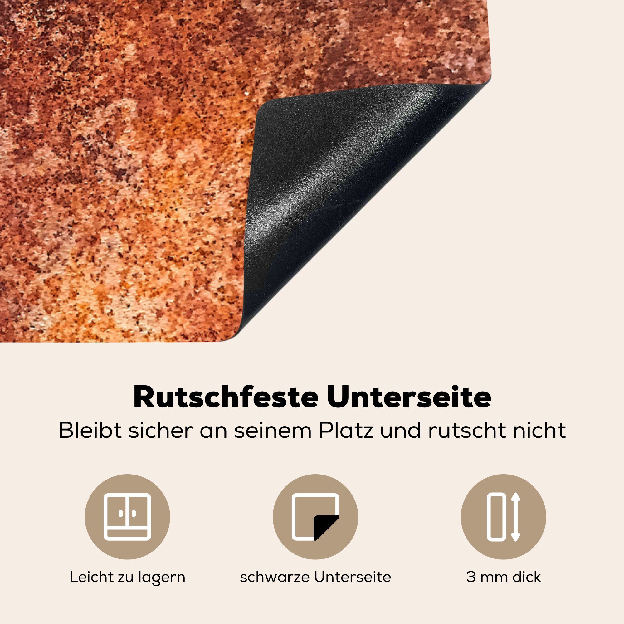 Rost Vinyl, - Ceranfeldabdeckung, tlg), (1 Arbeitsplatte für MuchoWow Stahl Blech, cm, Herdblende-/Abdeckplatte 78x78 küche -