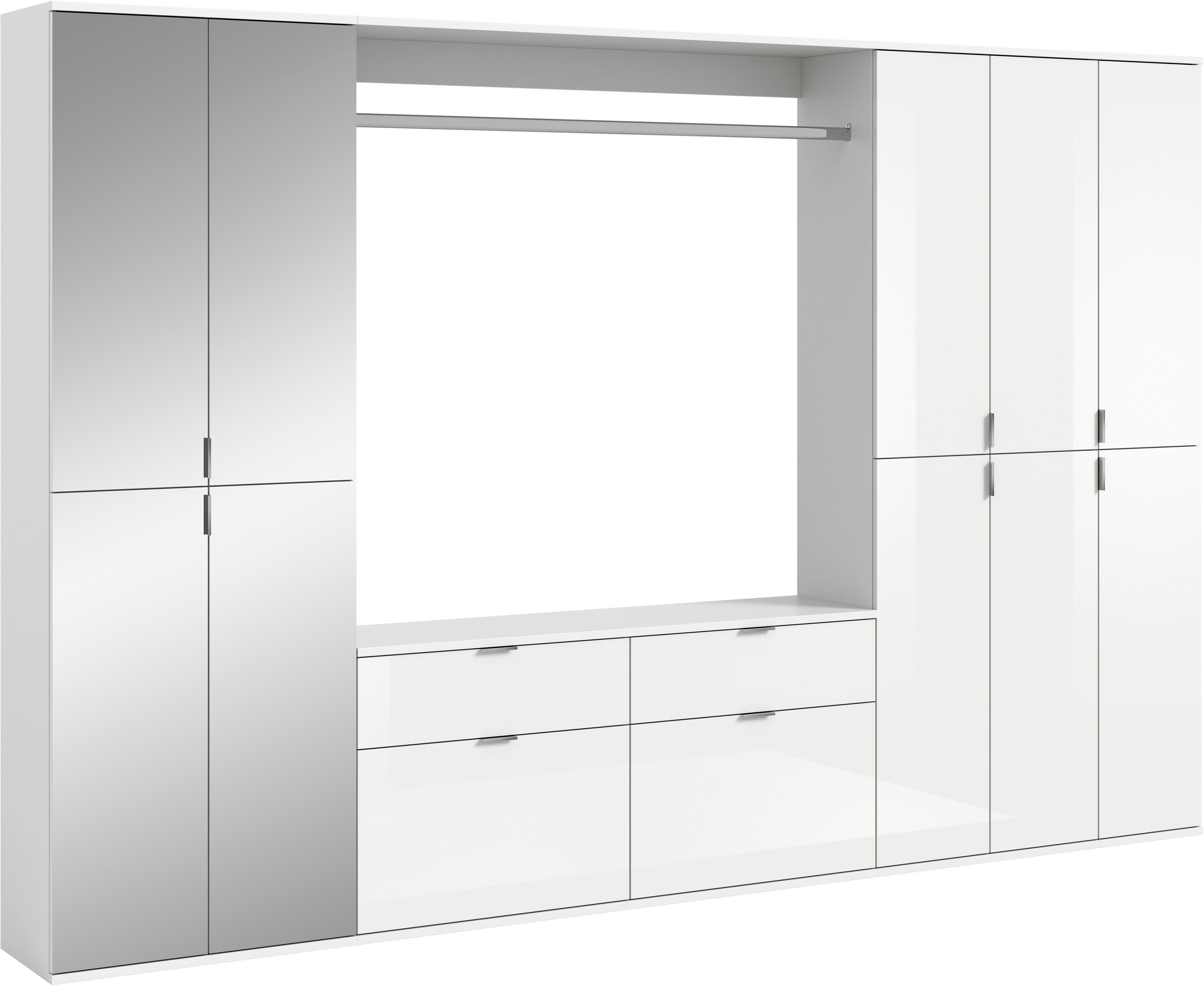 Home affaire Garderoben-Set TRONDHEIM, 6-teilig, Breite 273cm, individuell platzier- & erweiterbar, (Set, 5-St., bestehend aus: 3x Garderobenschrank & 3-tlgs. Zwischenbauelement), Garderobenschrank, Kleiderschrank, Schrankkombination, Garderobe