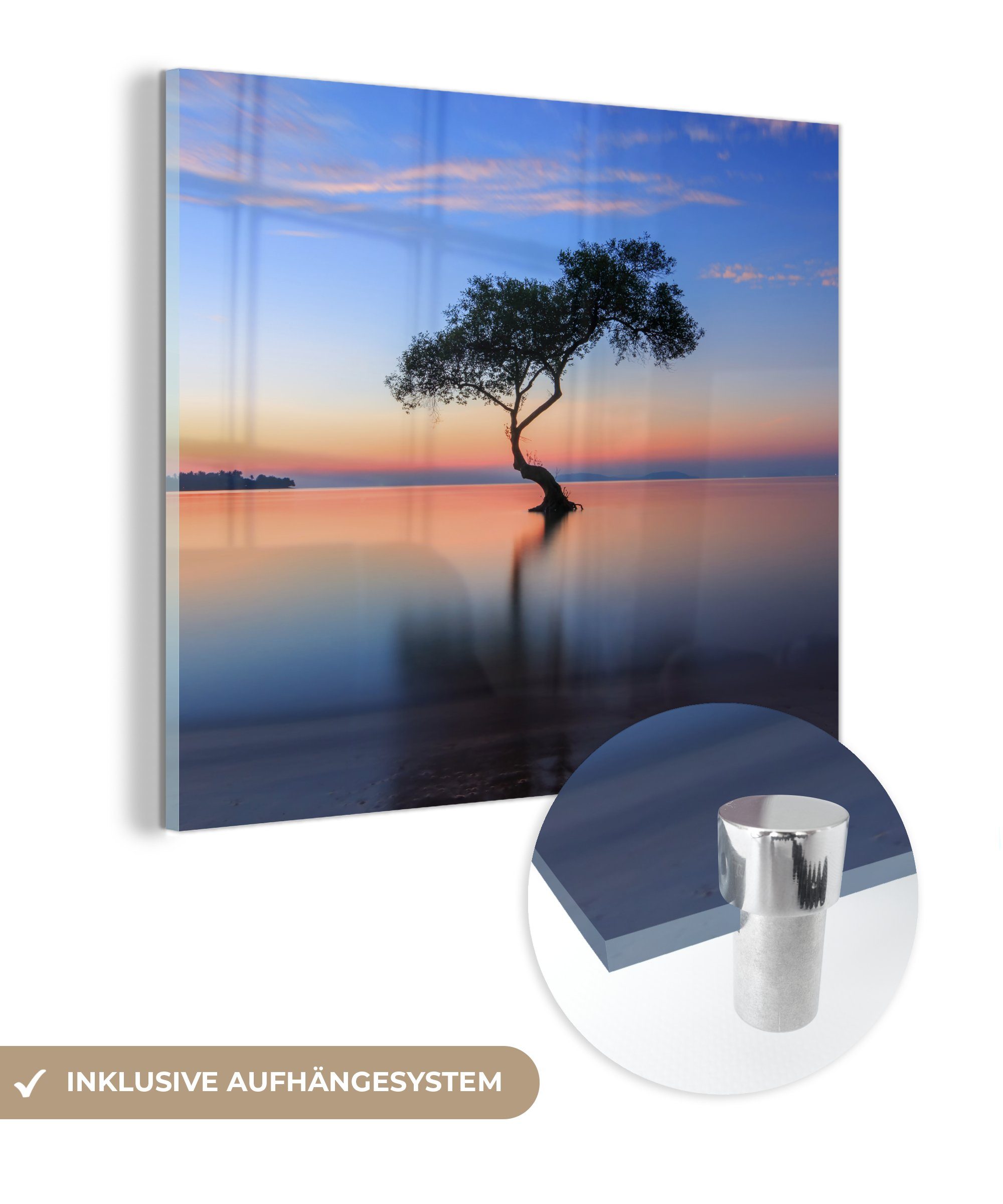 MuchoWow Acrylglasbild Baum im Wasser, (1 St), Glasbilder - Bilder auf Glas Wandbild - Foto auf Glas - Wanddekoration | Bilder