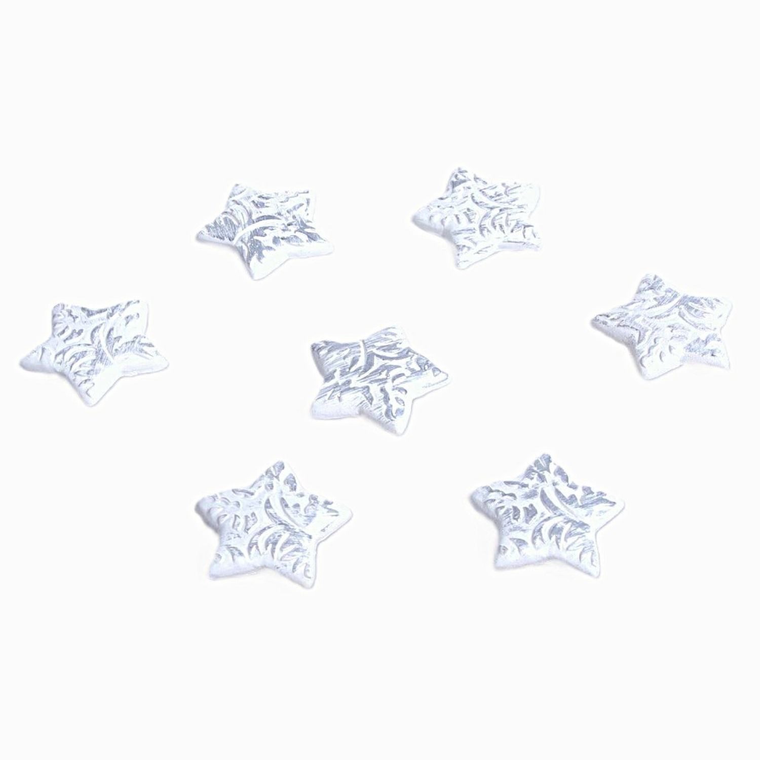Deko AS Streudeko Reliefstern - silber - ca. 3 cm - 12 Stück - 92031 01, (48-tlg), Reliefmuster