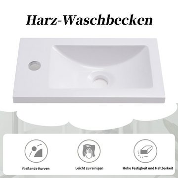 Merax Waschtisch (Waschbeckenunterschrank mit Becken, ohne Ablaufgarnitur), Badmöbel-Set, Badezimmerschrank inkl. Waschbecken, Badmöbel in 50 cm