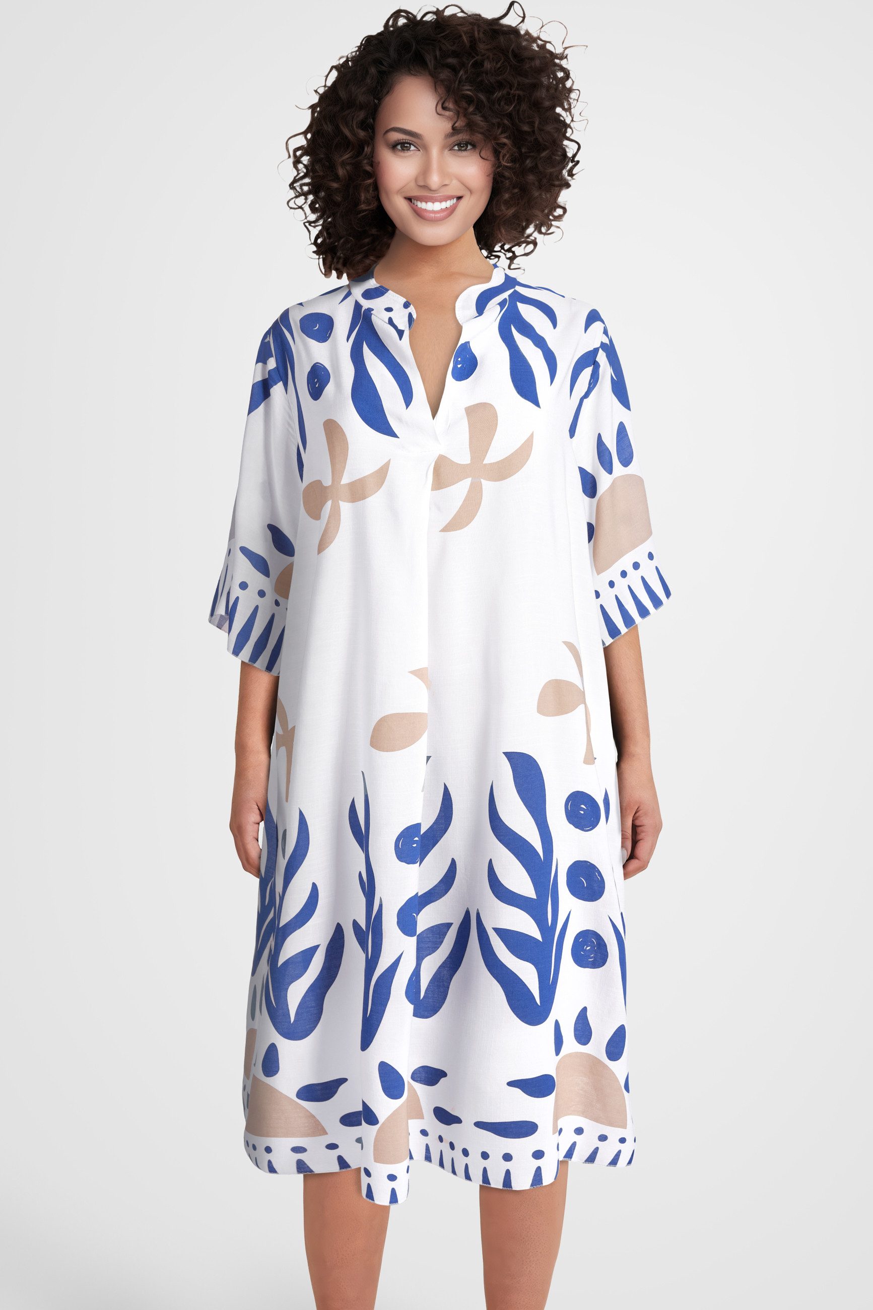 PEKIVESSA Sommerkleid Weites Blusenkleid wadenlang kurzarm günstig online kaufen