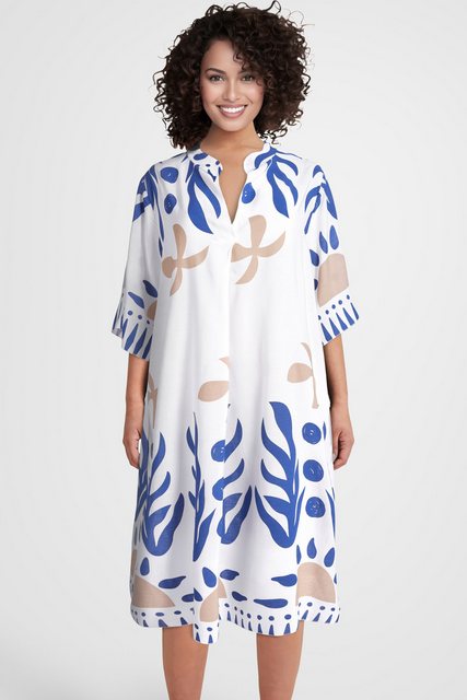 PEKIVESSA Sommerkleid Weites Blusenkleid wadenlang kurzarm mit Stehkragen i günstig online kaufen