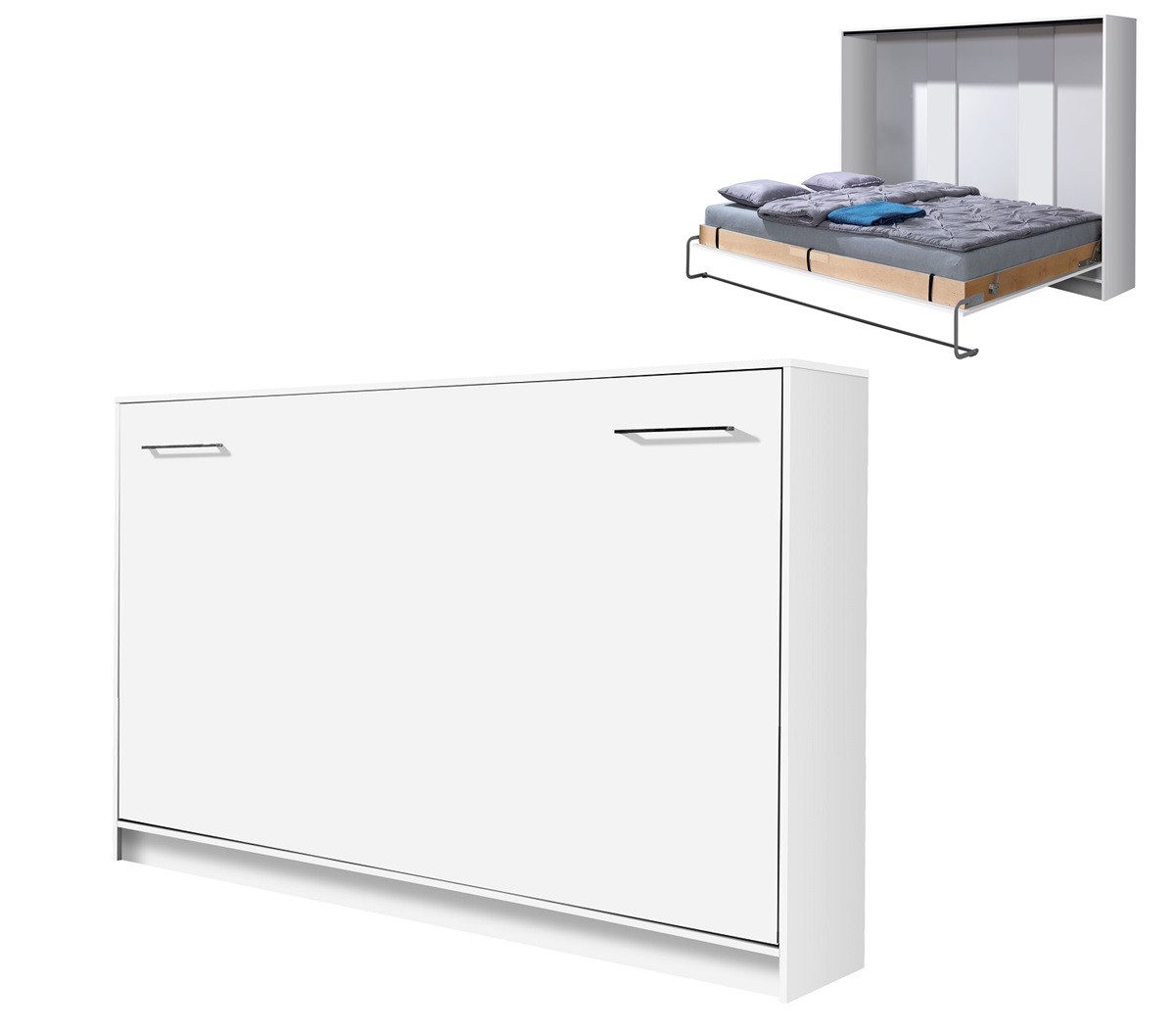 QMM TraumMöbel Schrankbett Wandbett HB90x200 (Einzelnes Möbelstück) horizontal Klappbar