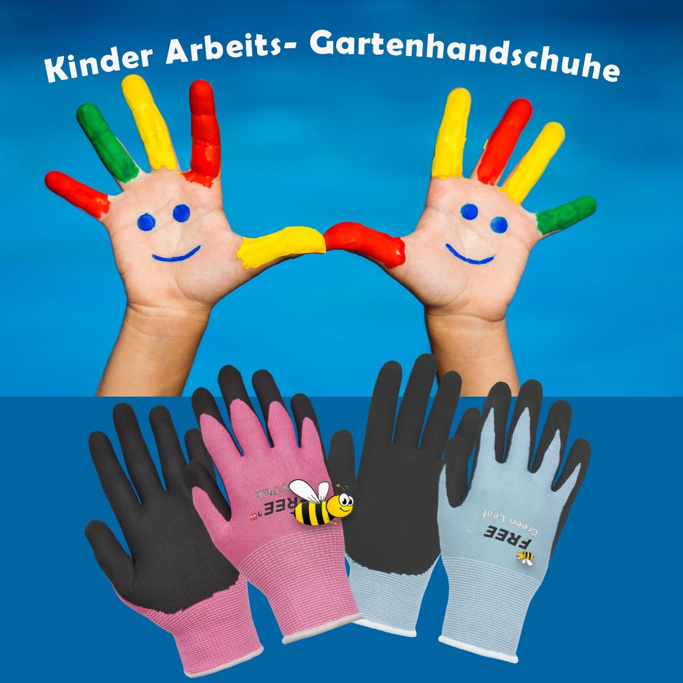 Kinder-Gartenhandschuhe 5 wasserabweisend niedlichen (Art mit Gartenhandschuhe 1198820/blau) Motiven GUARD -