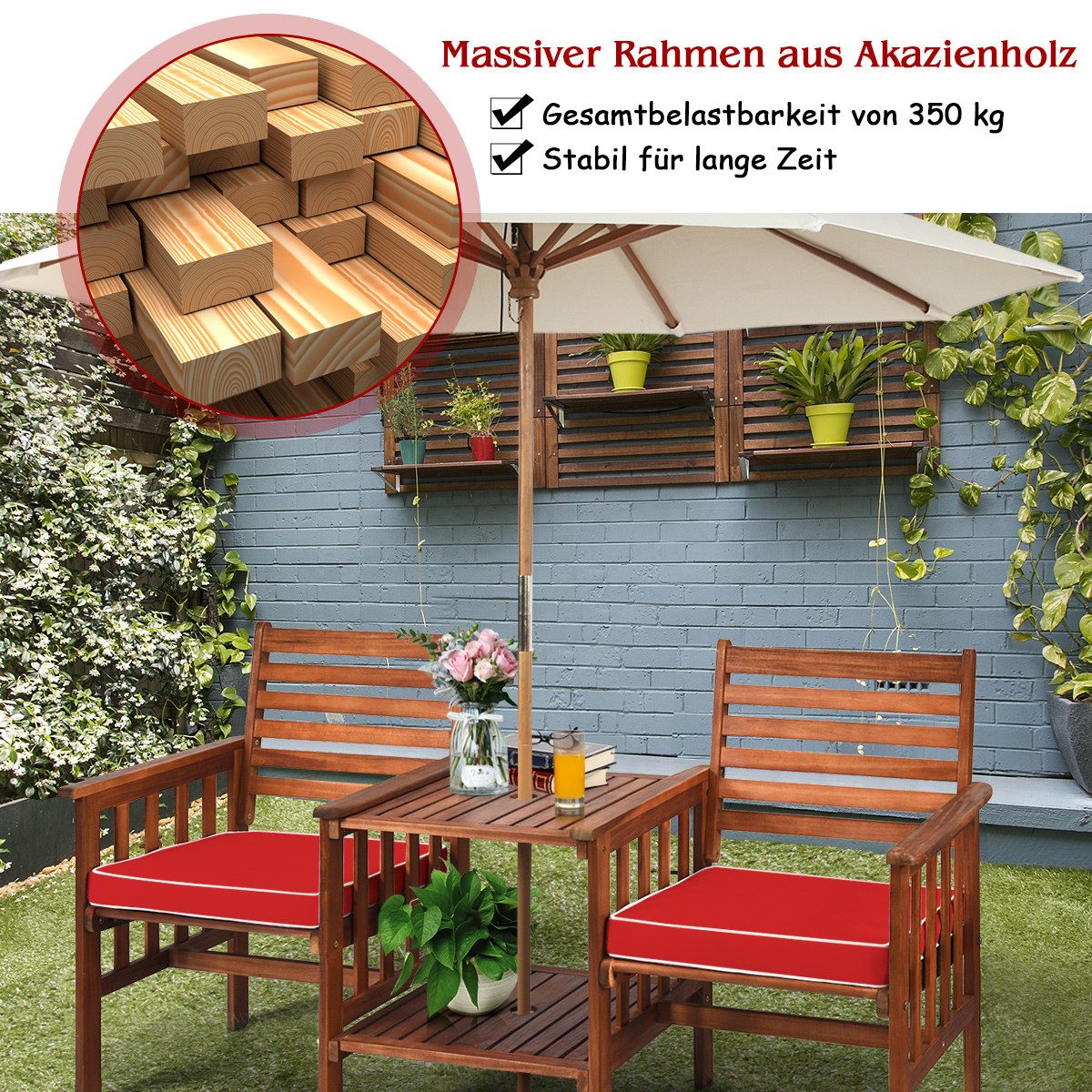 COSTWAY Balkonset, 2 Personen, mit Kissen günstig online kaufen