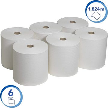 KIMBERLY-CLARK Haushaltshobel Scott 6667 Rollenhandtücher, Weiß, 6 Rollen 304 m, 1-lagig