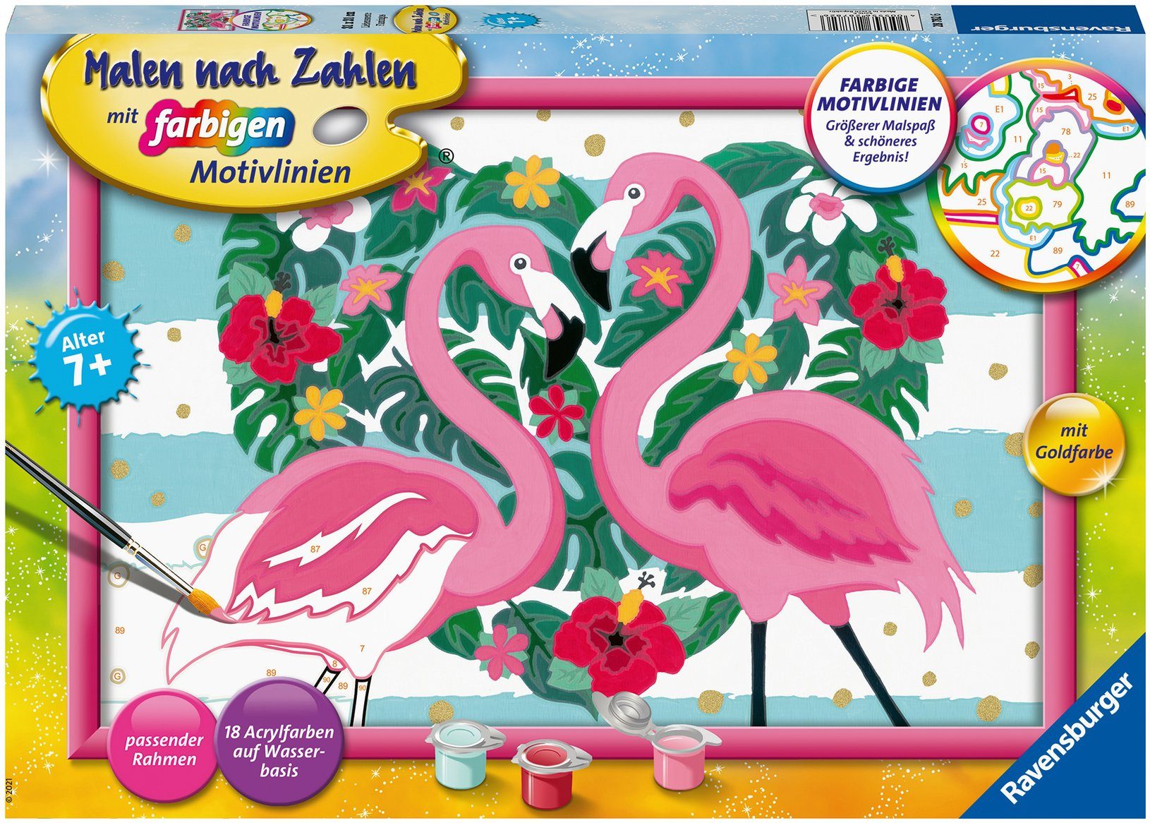 Ravensburger Malen nach Zahlen Liebenswerte Flamingos, Made in Europe; FSC® - schützt Wald - weltweit