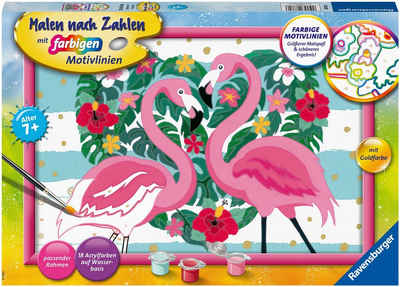 Ravensburger Malen nach Zahlen Liebenswerte Flamingos, Made in Europe; FSC® - schützt Wald - weltweit