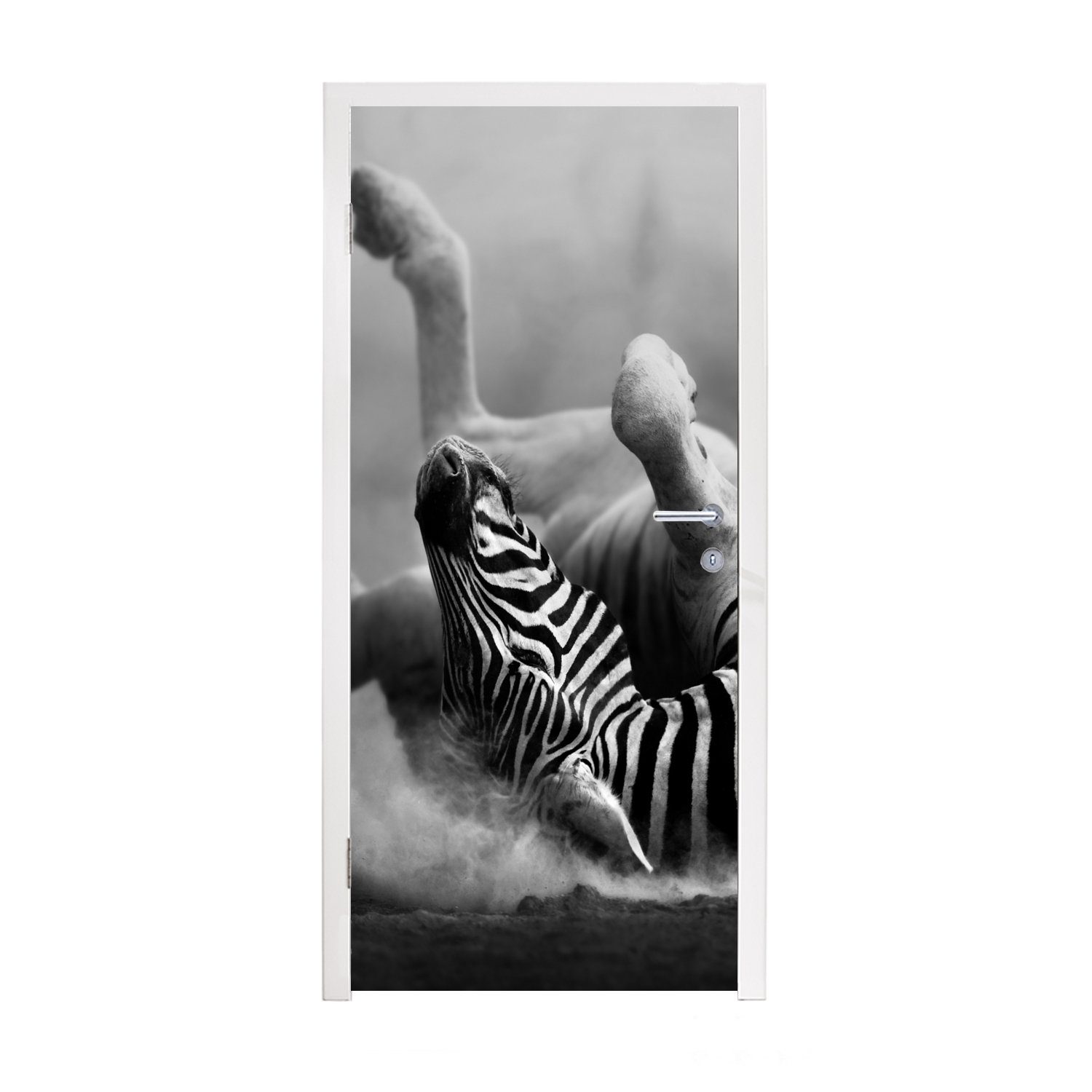 MuchoWow Türtapete Zebra - Tiere - Schwarz - Weiß, Matt, bedruckt, (1 St), Fototapete für Tür, Türaufkleber, 75x205 cm