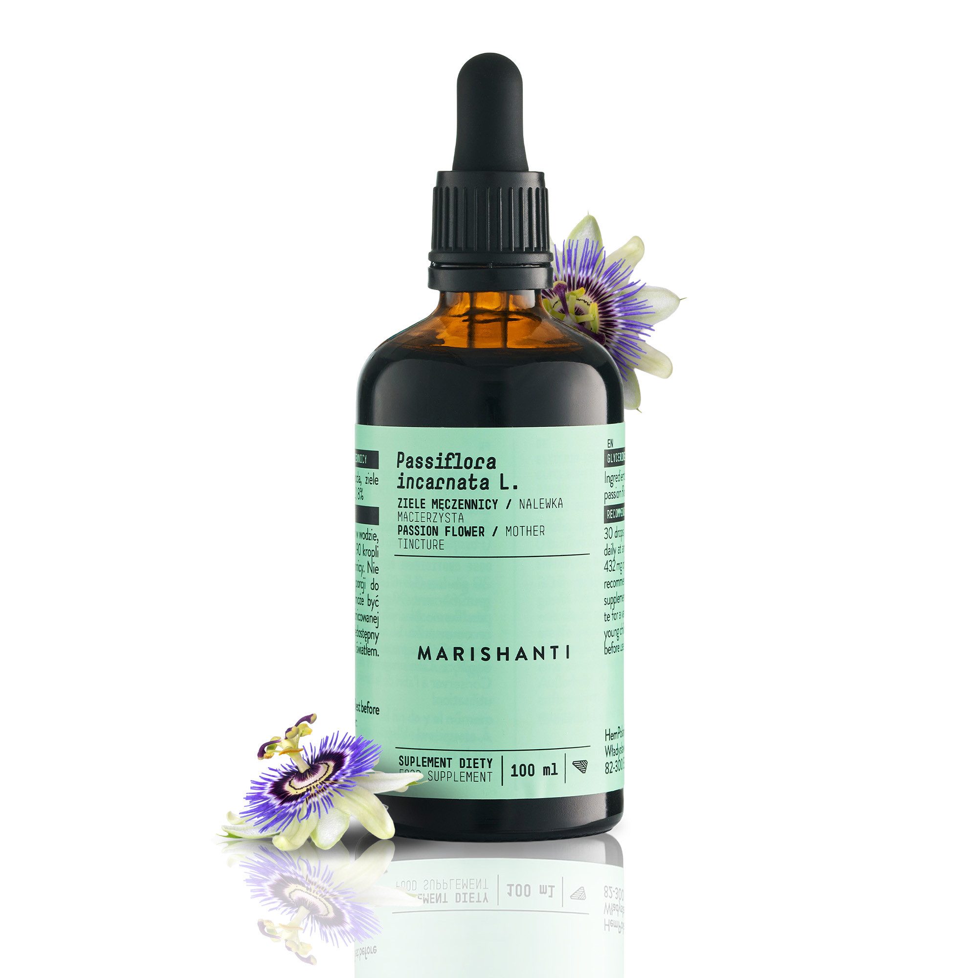 MARISHANTI Passionsblume Extrakt – alkoholfreie Tropfen, als pflanzliche Tinktur aus (Passiflora incarnata) à 100 ml, – Vegan
