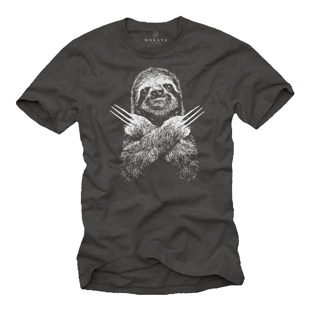 MAKAYA T-Shirt Herren Faultier Print Lustig günstig online kaufen