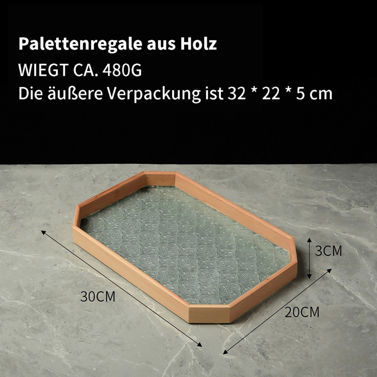 götäzer Tablett Glastablett, aus Badezimmer-Aufbewahrungstablett Braun Retro-Kaffeetablett Holz