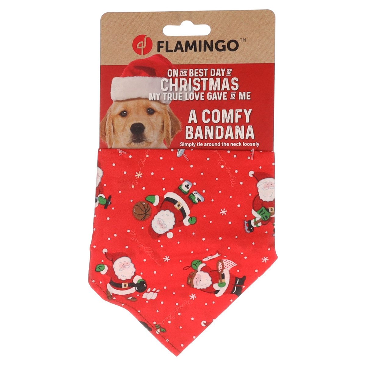 Flamingo Tier-Halstuch Bandana Mik mit Weihnachtsmotiv rot