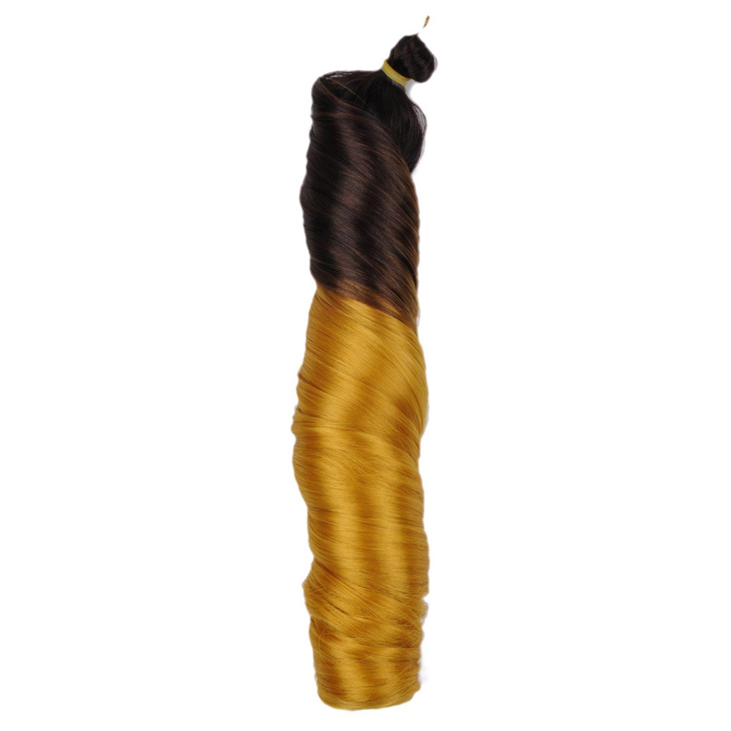 MAGICSHE Kunsthaarperücke 3Pack Französisch lockiges geflochtenes Haar, lose Welle Häkelgeflecht, Elastischer Zopf lockiger synthetischer Zopf (24 Zoll) 4/Gold#