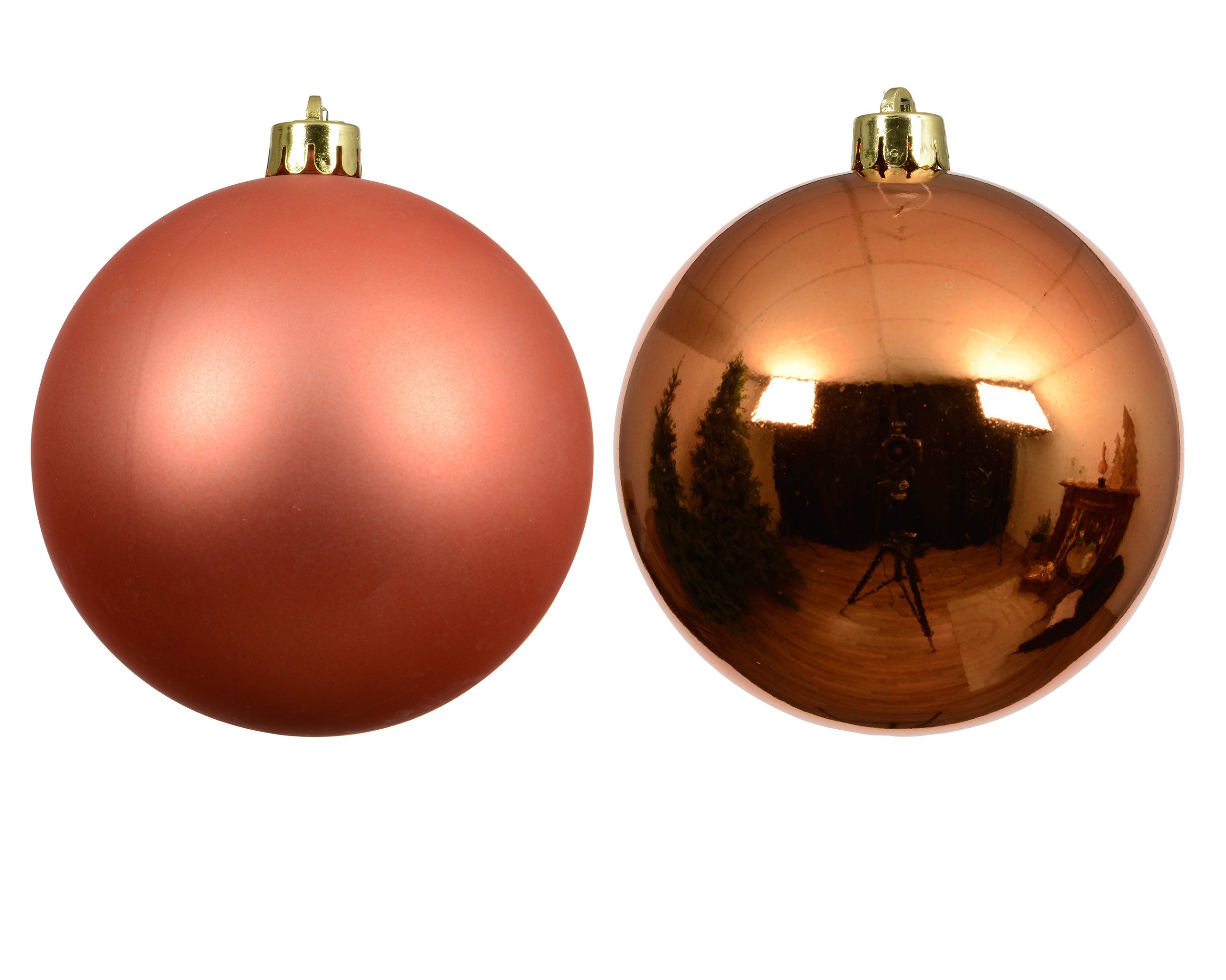 Kaemingk Weihnachtsbaumkugel, Weihnachtskugeln Kunststoff 10cm 4 Stück - Warmorange