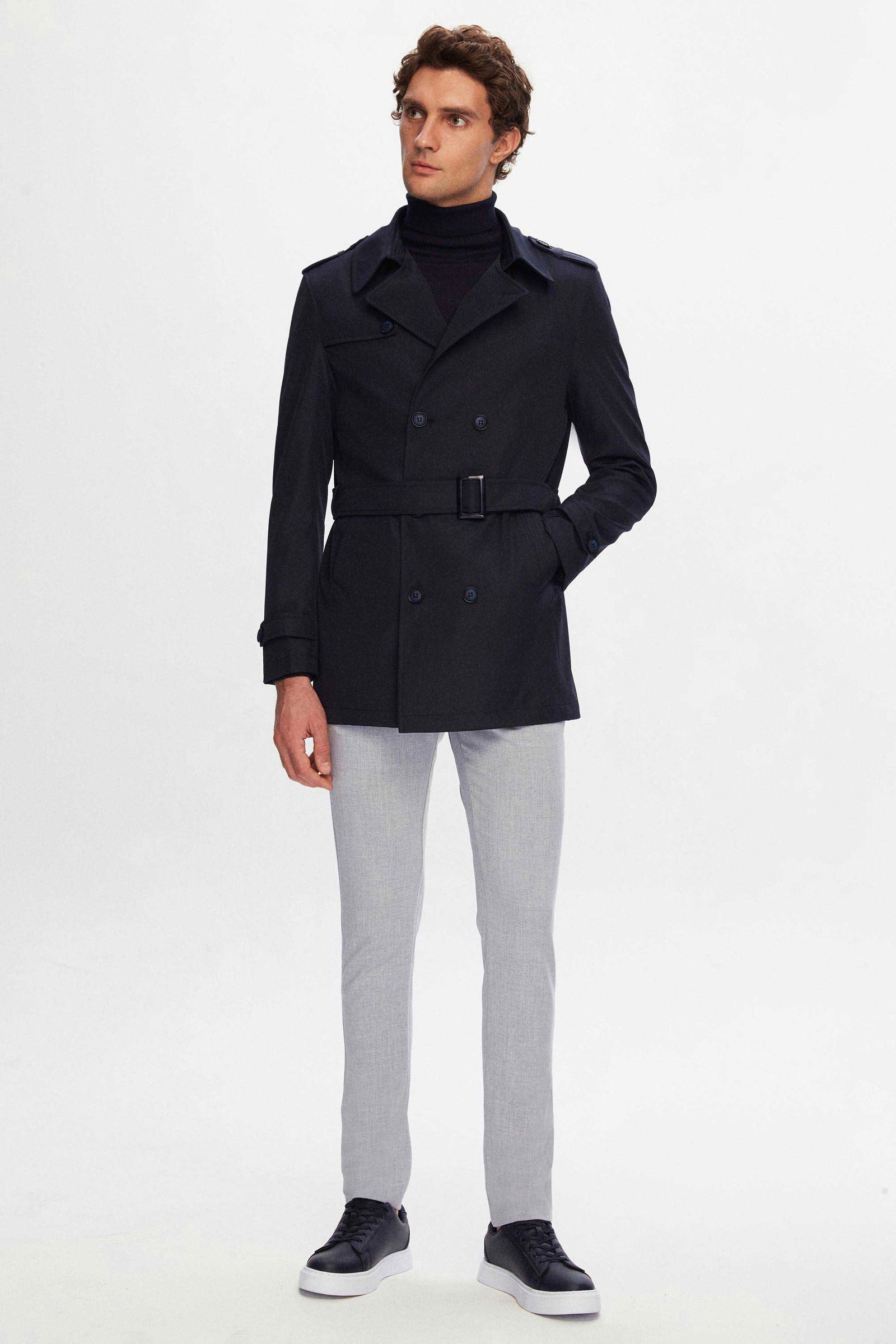 D'S DAMAT Trenchcoat Ds Damat Regular Fit Epaulette Belted Top Coat/Trenchcoat