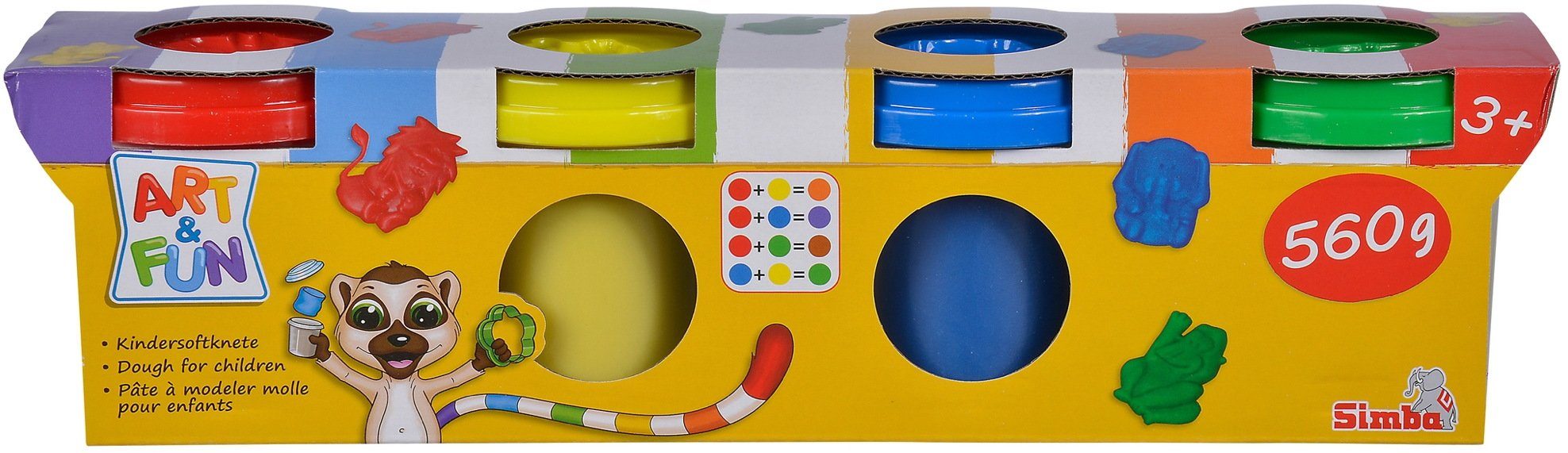 SIMBA Knete Spielzeug Kreativ Knete ART & FUN Softknete 4 x 140g Dose 106320642