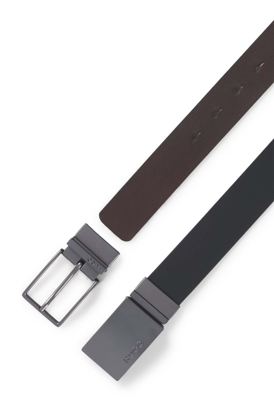 HUGO Synthetikgürtel Giffin-Gm Gb35 Leather Belt aus echtem Rindsleder günstig online kaufen