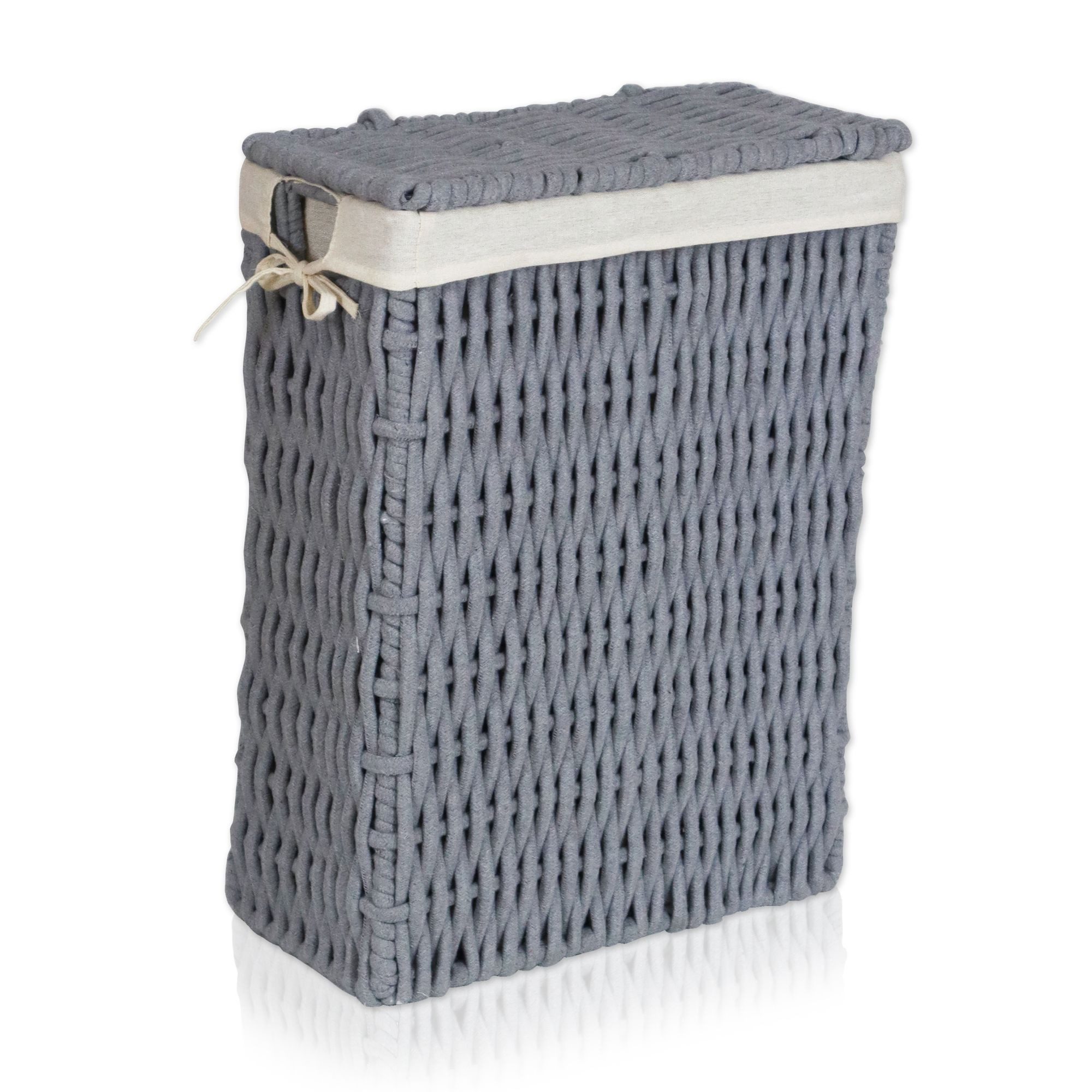 Lycce Wäschekorb Wäschekorb COTTON mit Deckel Nischenwäschekorb schmal grau günstig online kaufen