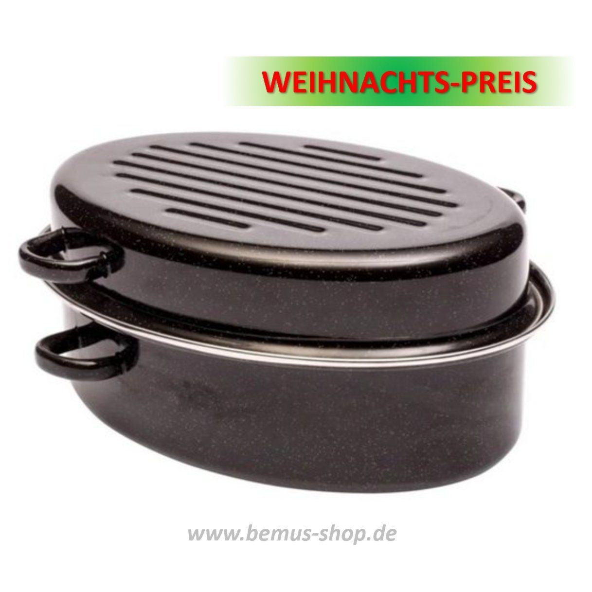 bemus Bräter Gänsebräter - Oval - - mit 7 - Stahl-Emaille, Töpfe Bratentopf, 38cm Chromring Liter ca