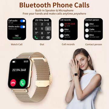Colesma Smartwatch (1,85 Zoll, Android, iOS), mit telefonfunktion,Sprachsteuerung/Schlafmonitor, Fitness Tracker Uhr