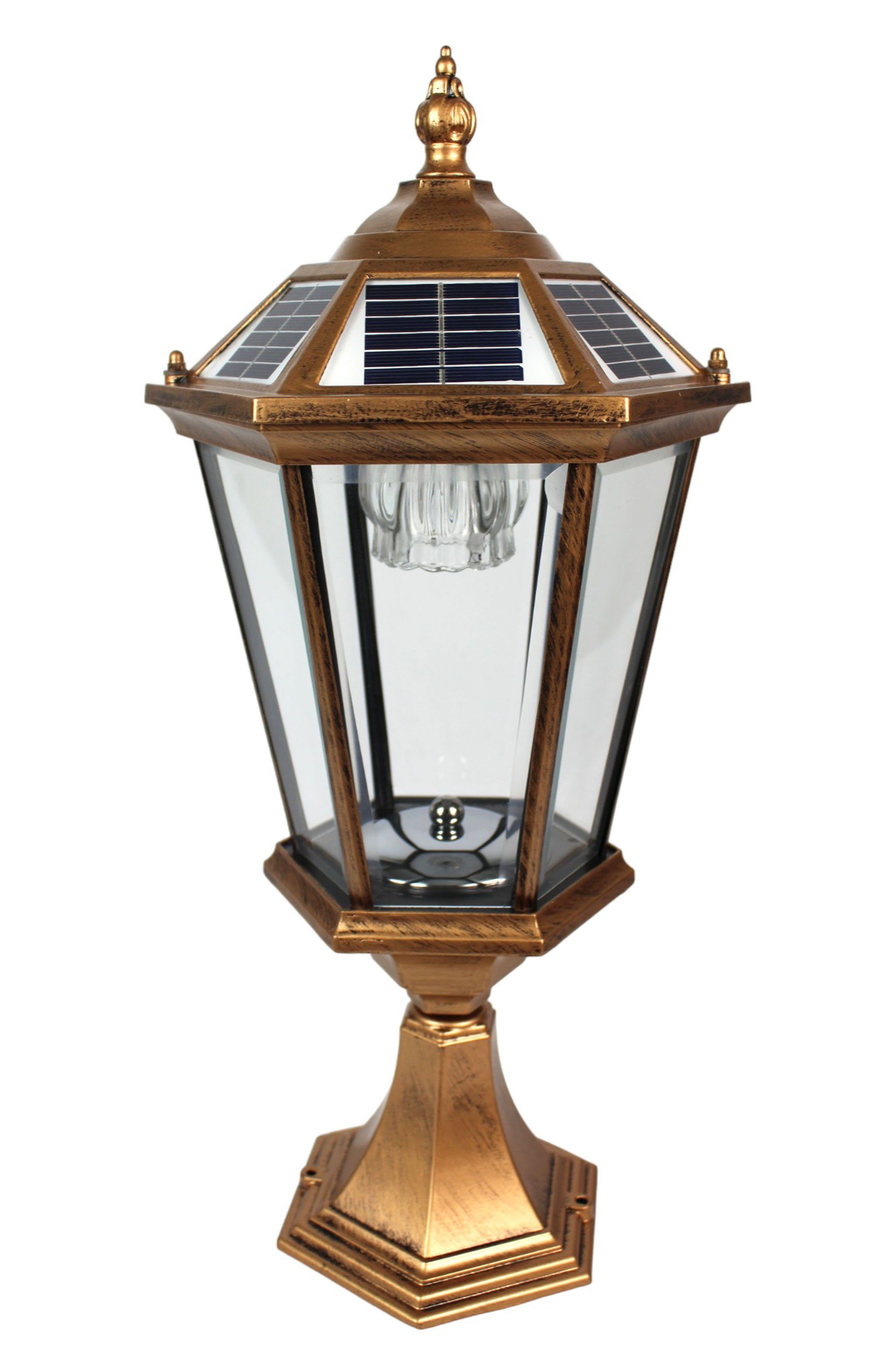 Arnusa LED Solarleuchte Sockelleuchte Außenleuchte Kupferoptik kabellos Akk günstig online kaufen