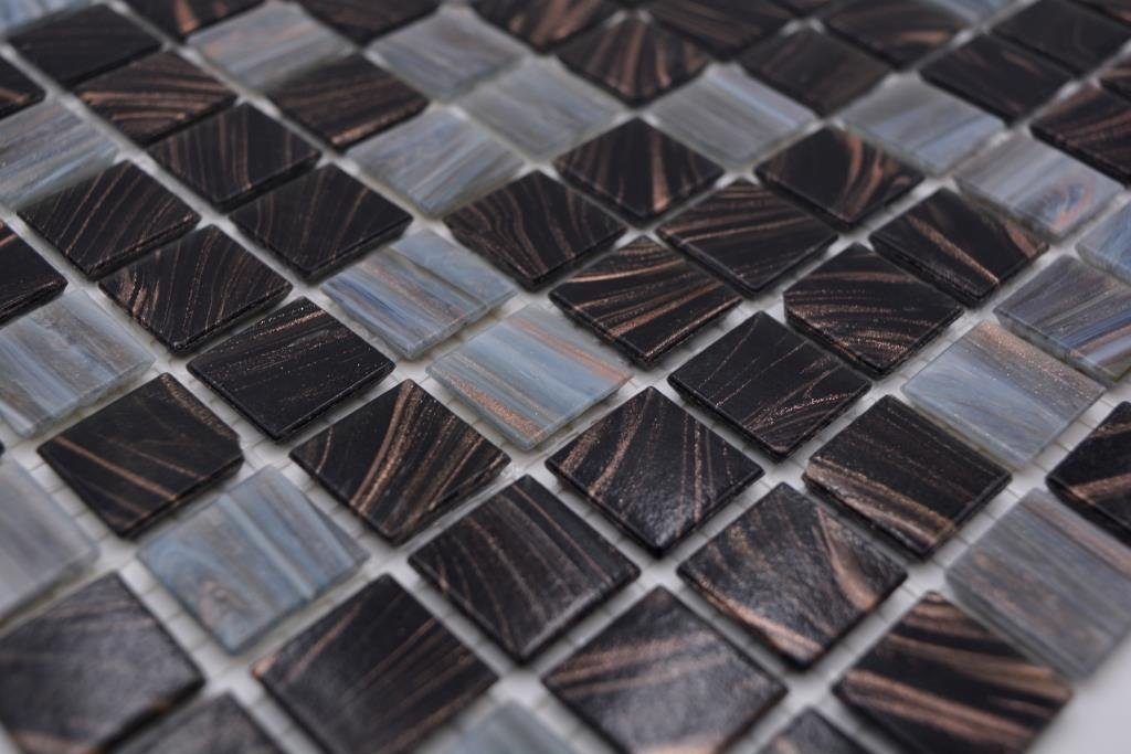 dunkelgrau Glasmosaik Mosaikfliesen Bodenfliese / Mosani glänzend 10 Matten