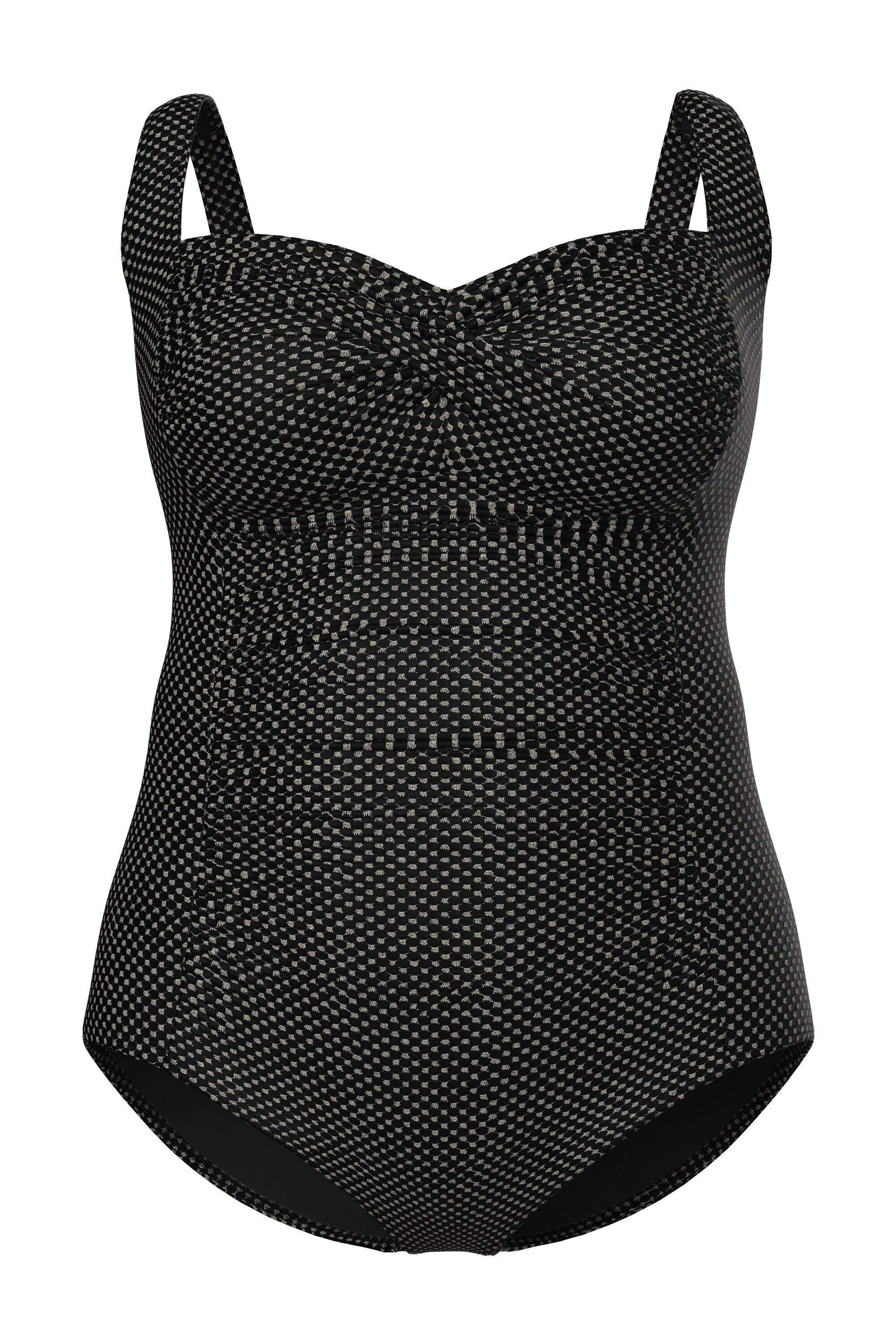 Ulla Popken Badeanzug Badeanzug Metallic Softcups Powermesh-Vorderfutter