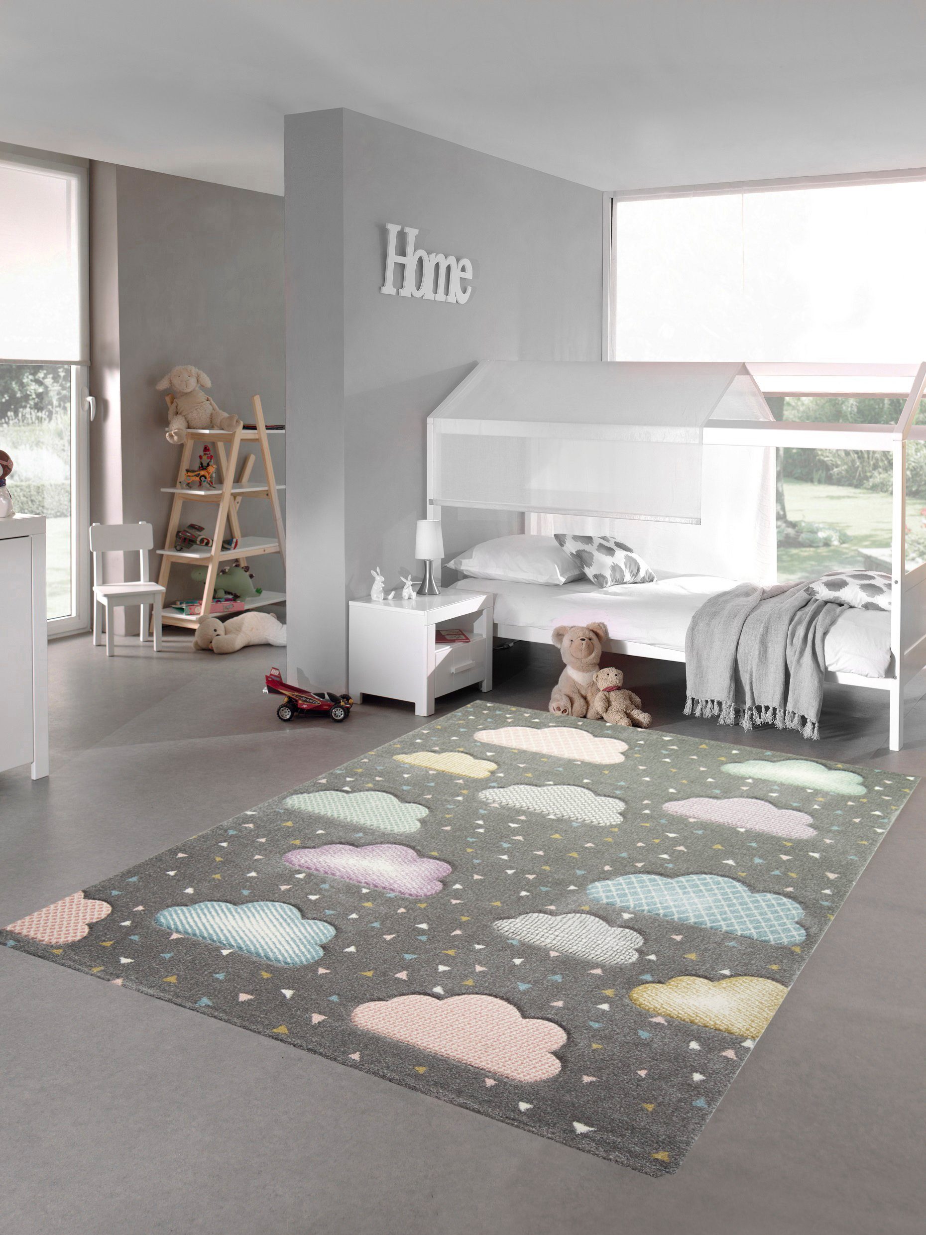 Kinderteppich »Kinderteppich Wolke Kinderzimmerteppich in grau blau rosa«,  Teppich-Traum, rechteckig, Höhe 13 mm online kaufen | OTTO