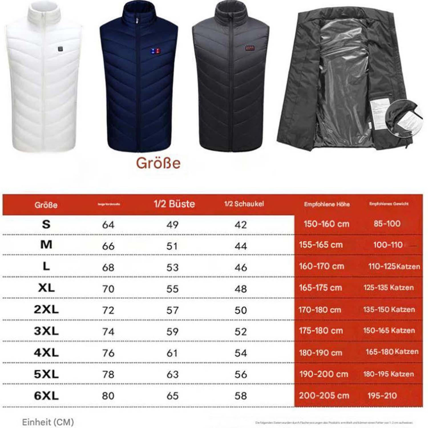 trends for living Funktionsweste Beheizbare Weste 11 Heizzonen 3 Einstellba günstig online kaufen